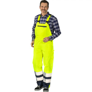 Planam Warnschutz Winterlatzhose gelb/marine S gelb/marine - Produktbild mit Model