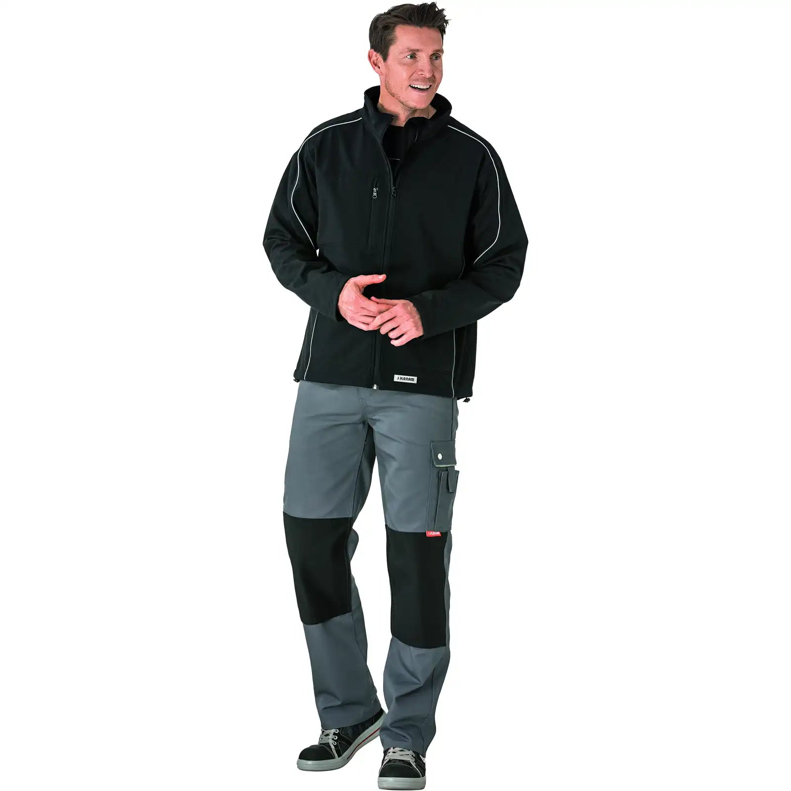 Planam Outdoor Twilight Softshelljacke schwarz 4XL schwarz - Produktbild mit Model