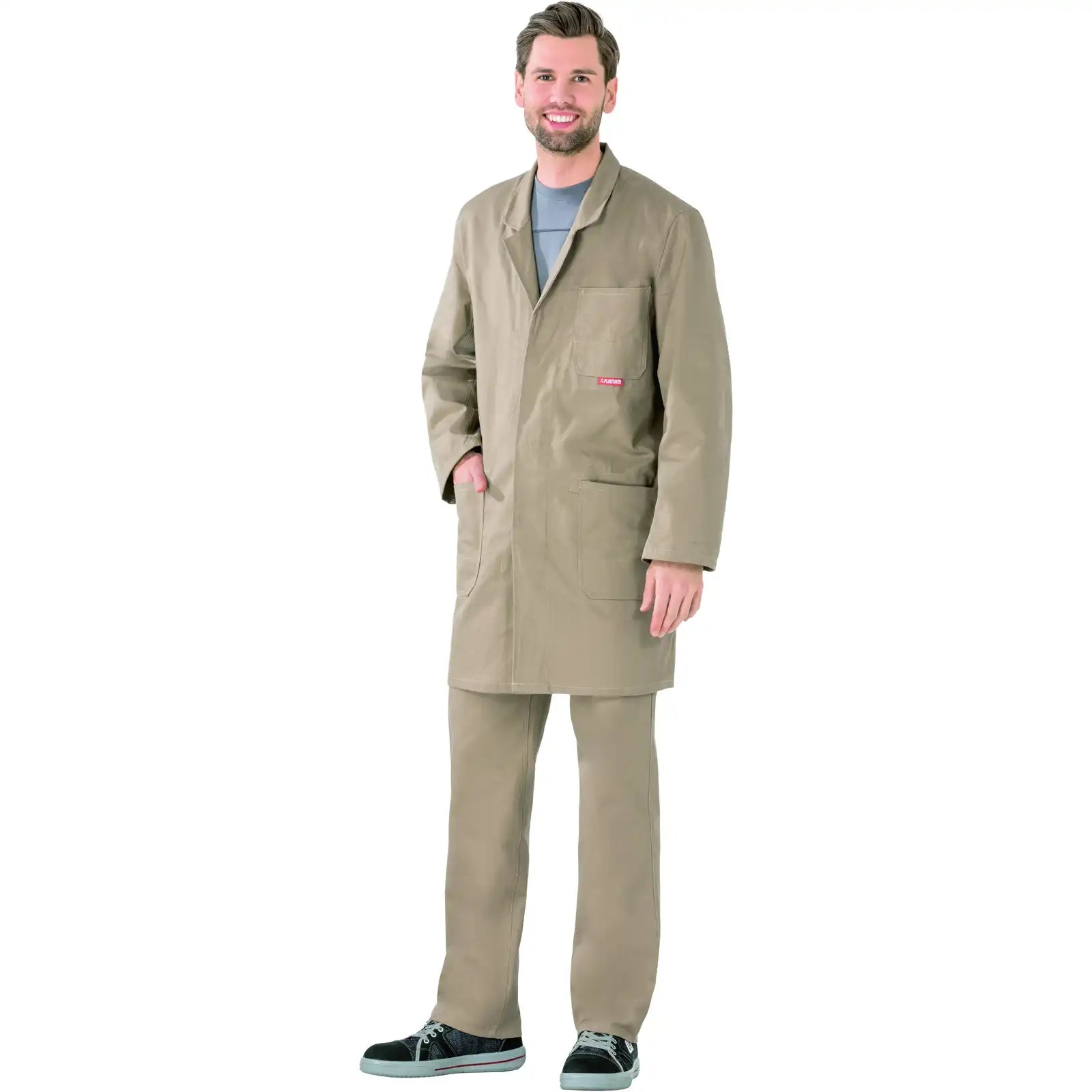 Planam BW 290 Berufsmantel khaki 102 khaki - Produktbild mit Model