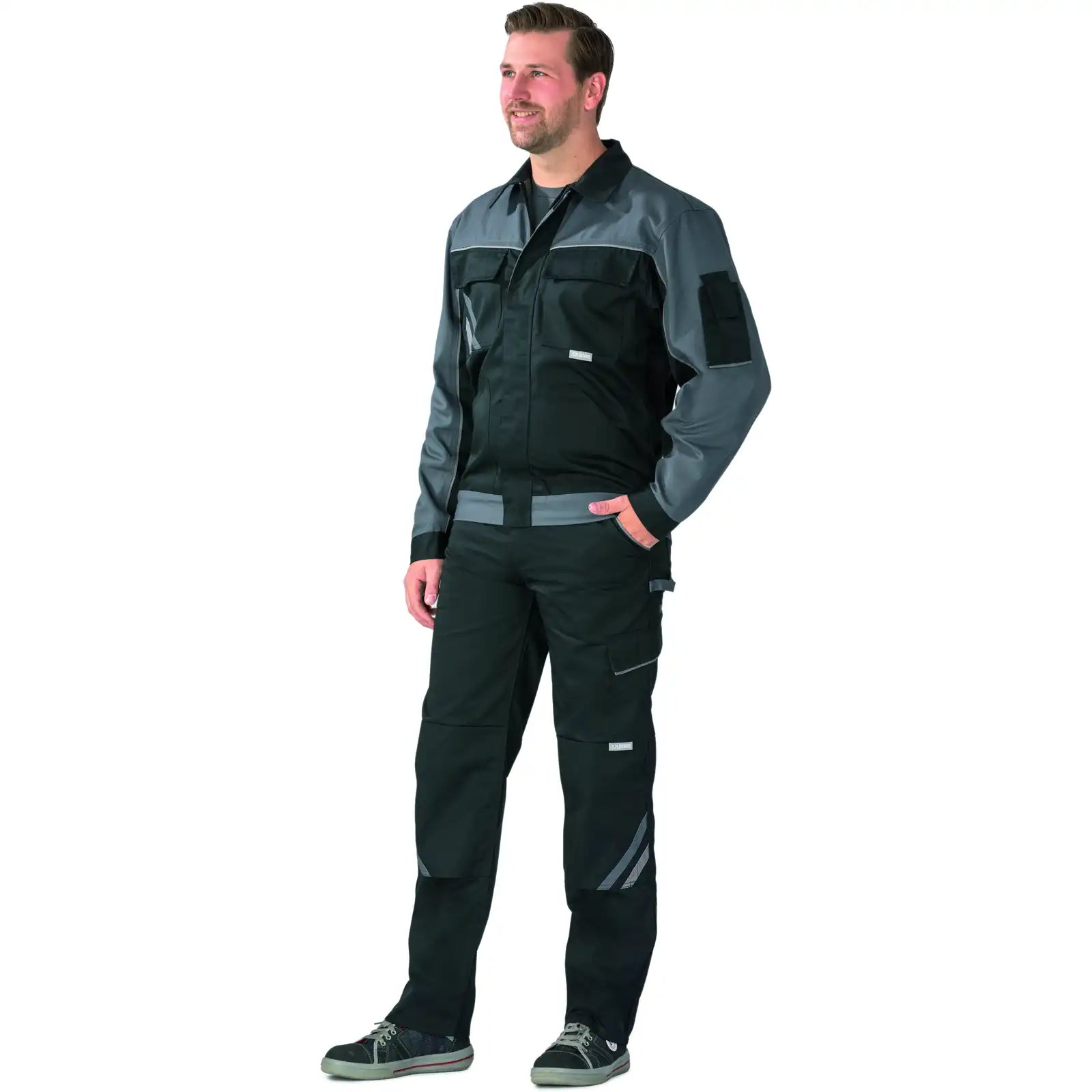 Planam Highline Bundjacke schwarz/schiefer/zink 102 schwarz/schiefer/zink - Produktbild mit Model