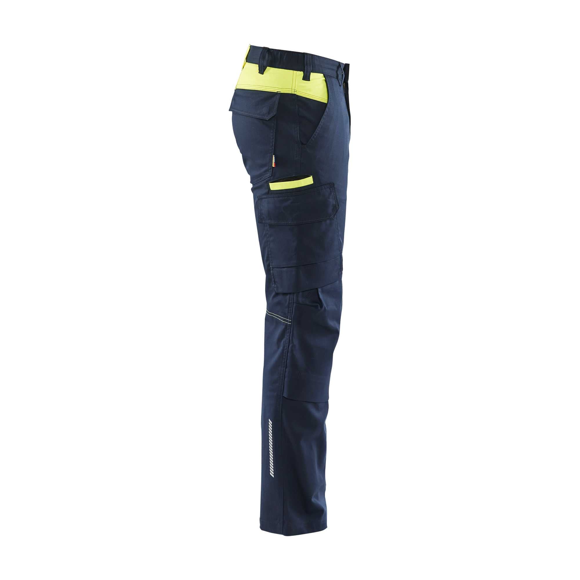 BLAKLADER 14481832 | Industry trousers stretch with knee pad pockets Hi Vis Reflective Work Trousers Men - twill fabric