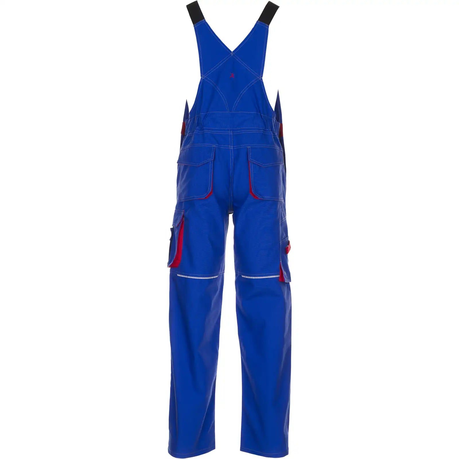 Planam Basalt Latzhose kornblumenblau/rot 102 kornblumenblau/rot - Produktbild ohne Model