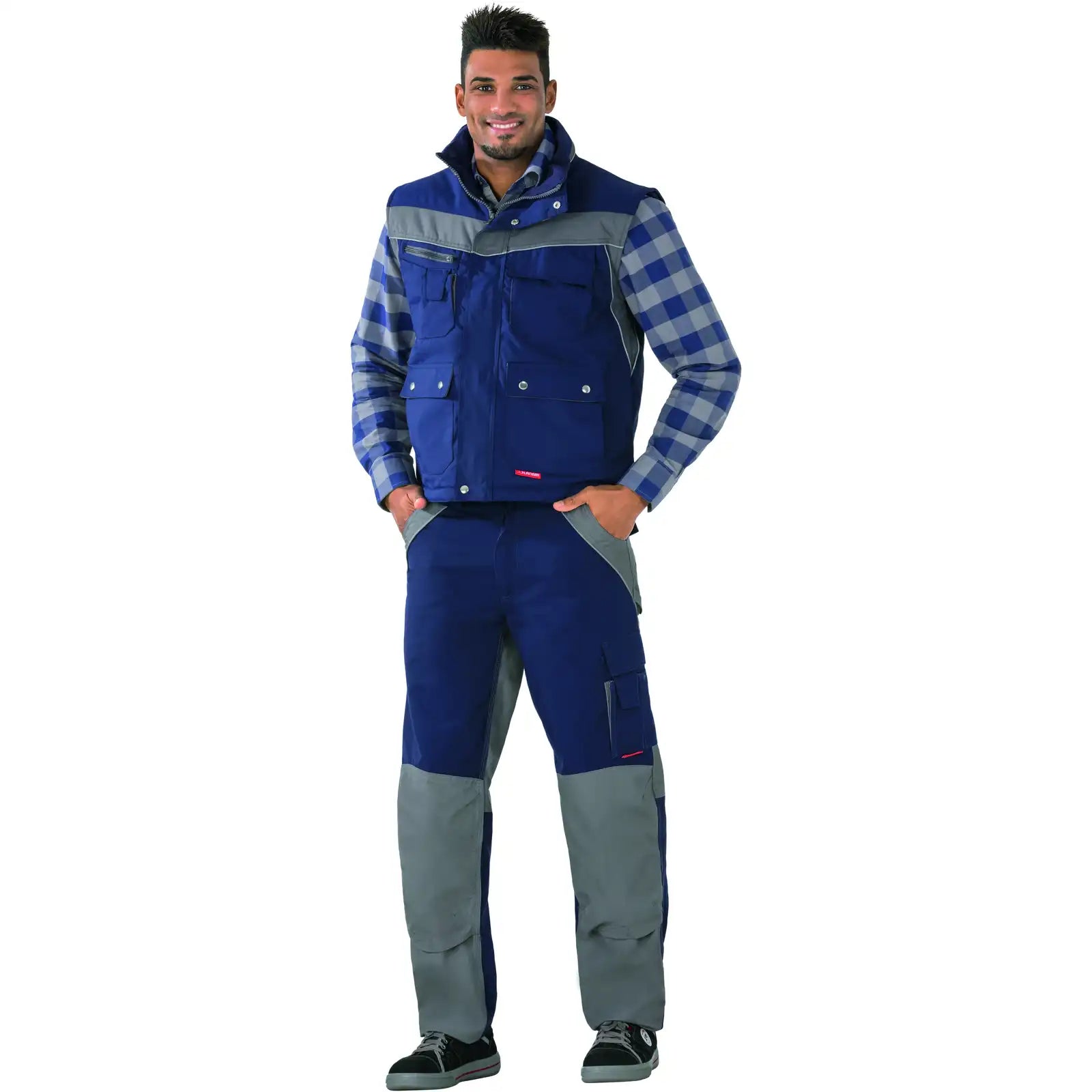 Planam Plaline Winterweste marine/zink XS marine/zink - Produktbild mit Model