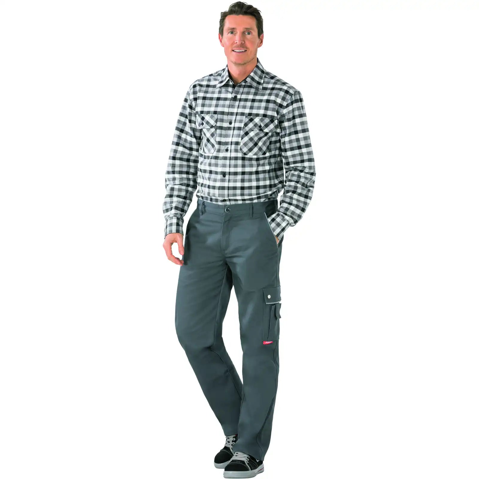 Planam Canvas 320 Thermohose grau 102 grau - Produktbild mit Model