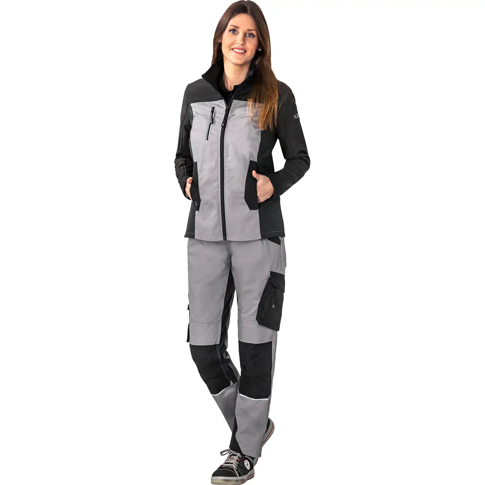 Planam Norit Damen Hybridjacke zink/schwarz 34 zink/schwarz - Produktbild mit Model