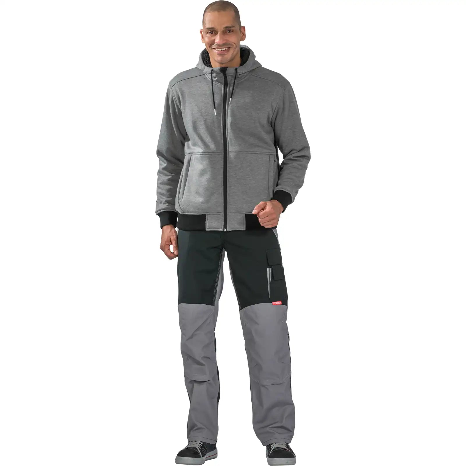 Planam Outdoor Iceland Hoodie grau 4XL grau - Produktbild mit Model