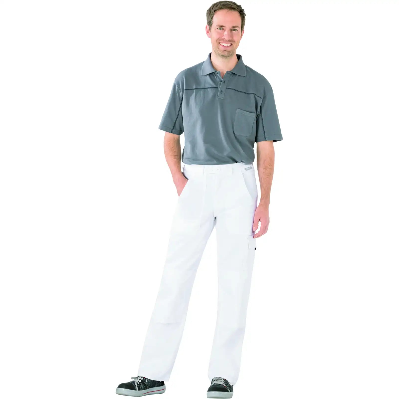 Planam BW 290 Cargo-Bundhose reinweiß 102 reinweiß - Produktbild mit Model