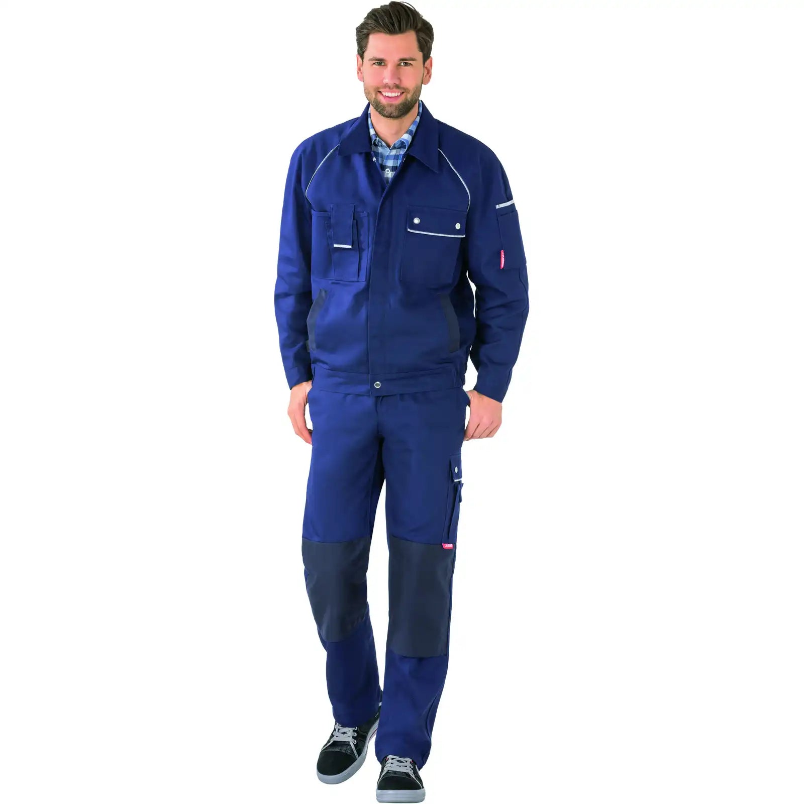 Planam Canvas 320 Bundjacke marine/marine 102 marine/marine - Produktbild mit Model