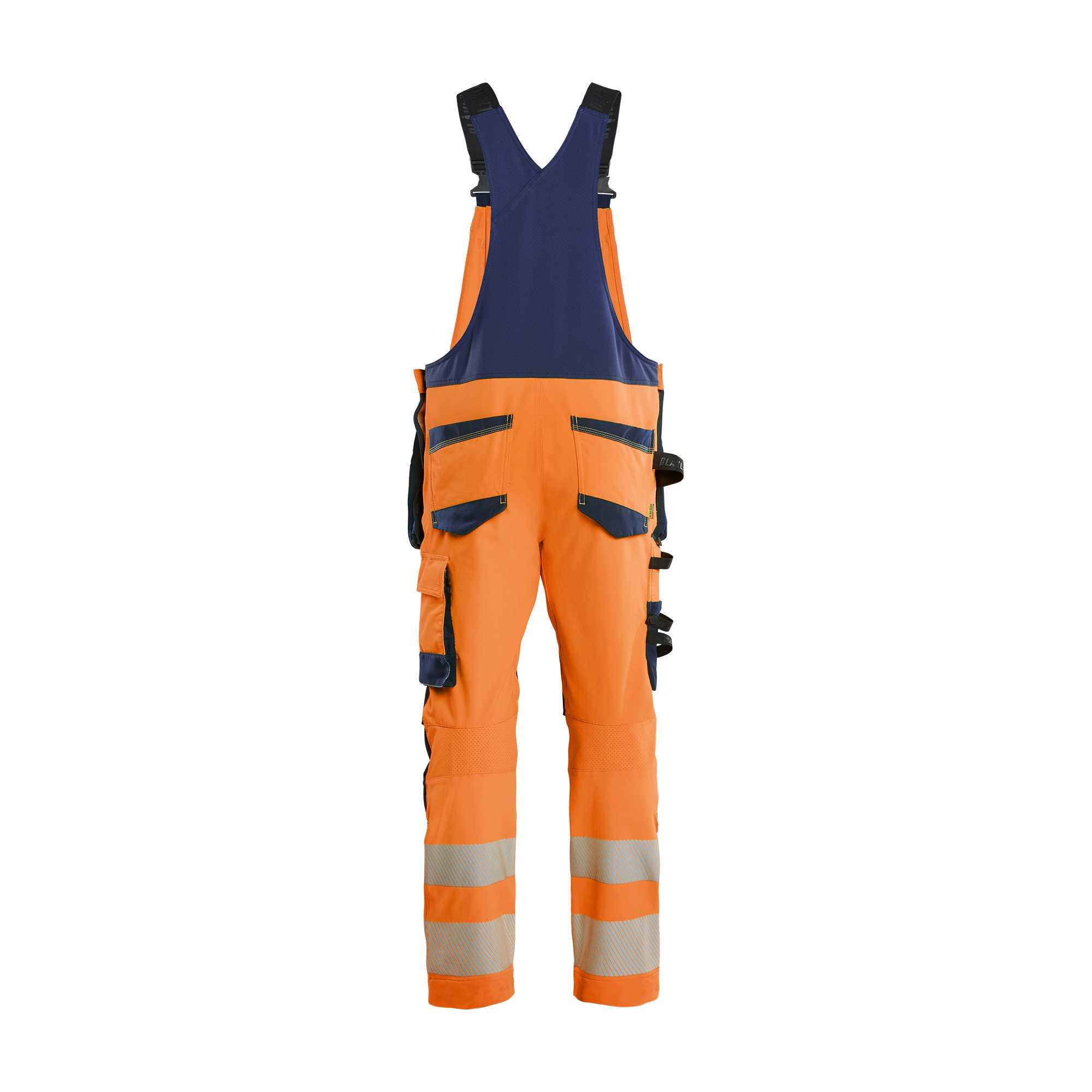 BLAKLADER 26261648 Hi Vis bib overalls 4 way stretch Hi Vis Reflective Work Bib Trousers Men - double weave