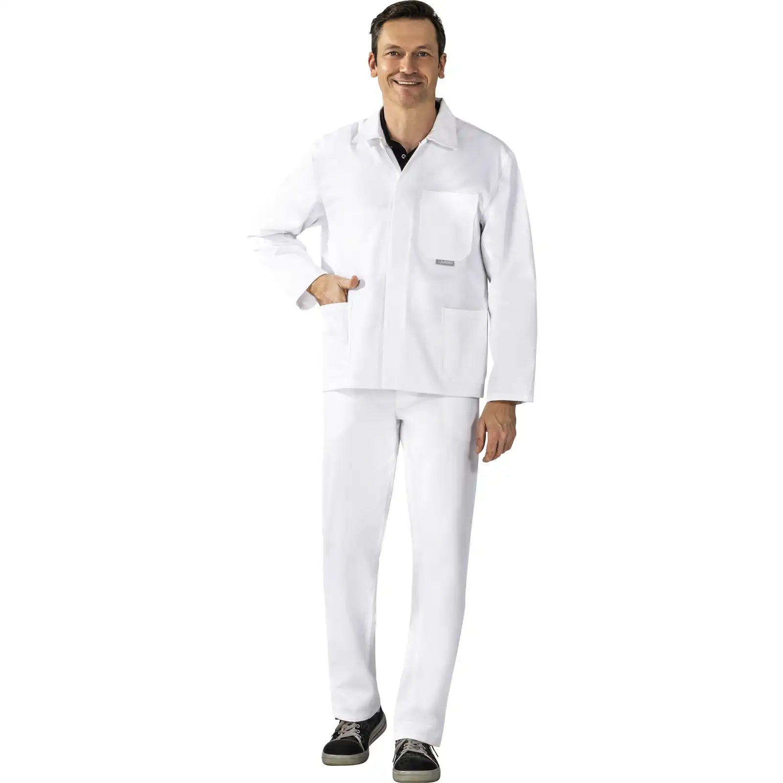 Planam BW 270 Arbeitsjacke reinweiß 102 reinweiß - Produktbild mit Model
