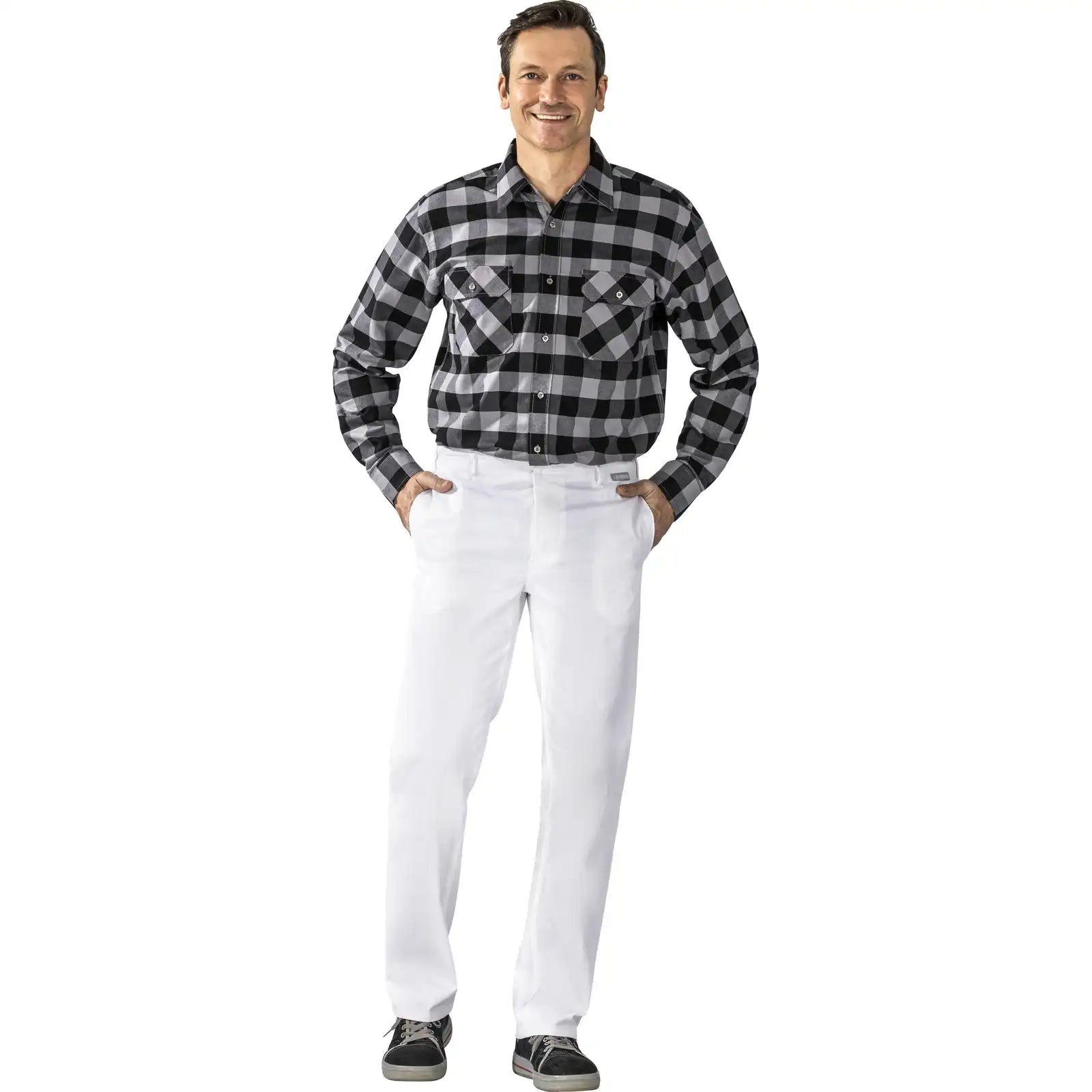 Planam BW 270 Bundhose reinweiß 102 reinweiß - Produktbild mit Model