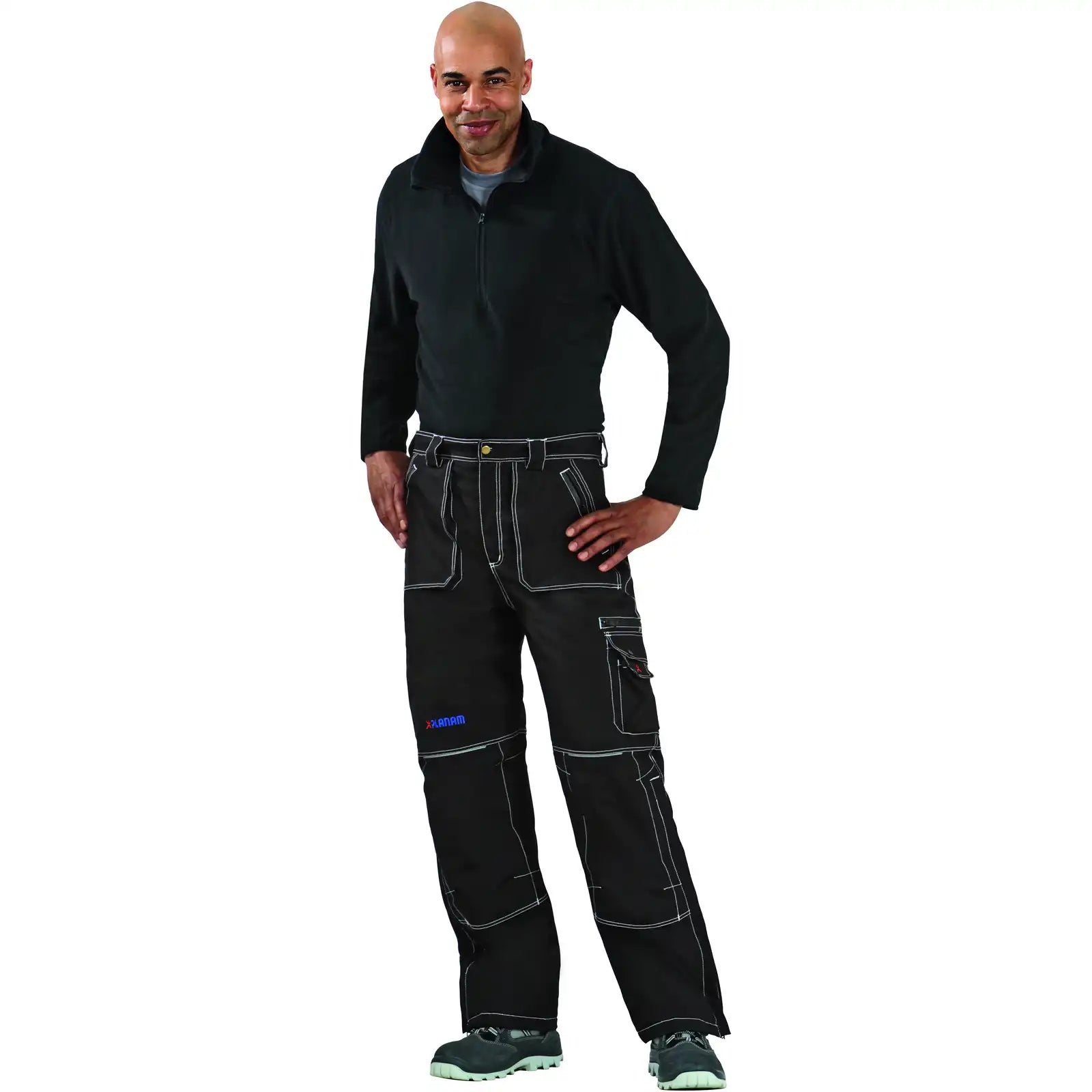 Planam Outdoor Basalt Outdoorhose schwarz L schwarz - Produktbild mit Model