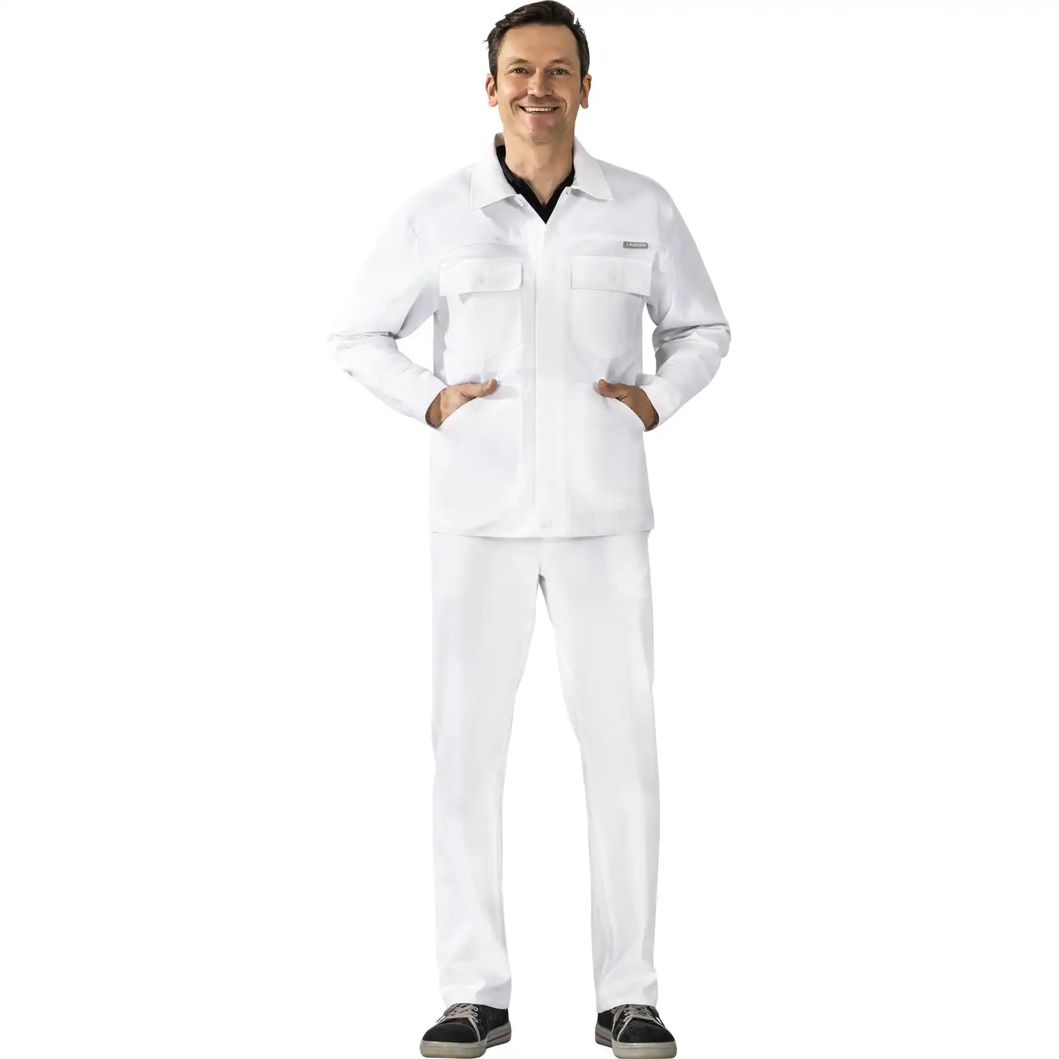 Planam BW 270 Bundjacke reinweiß 102 reinweiß - Produktbild mit Model