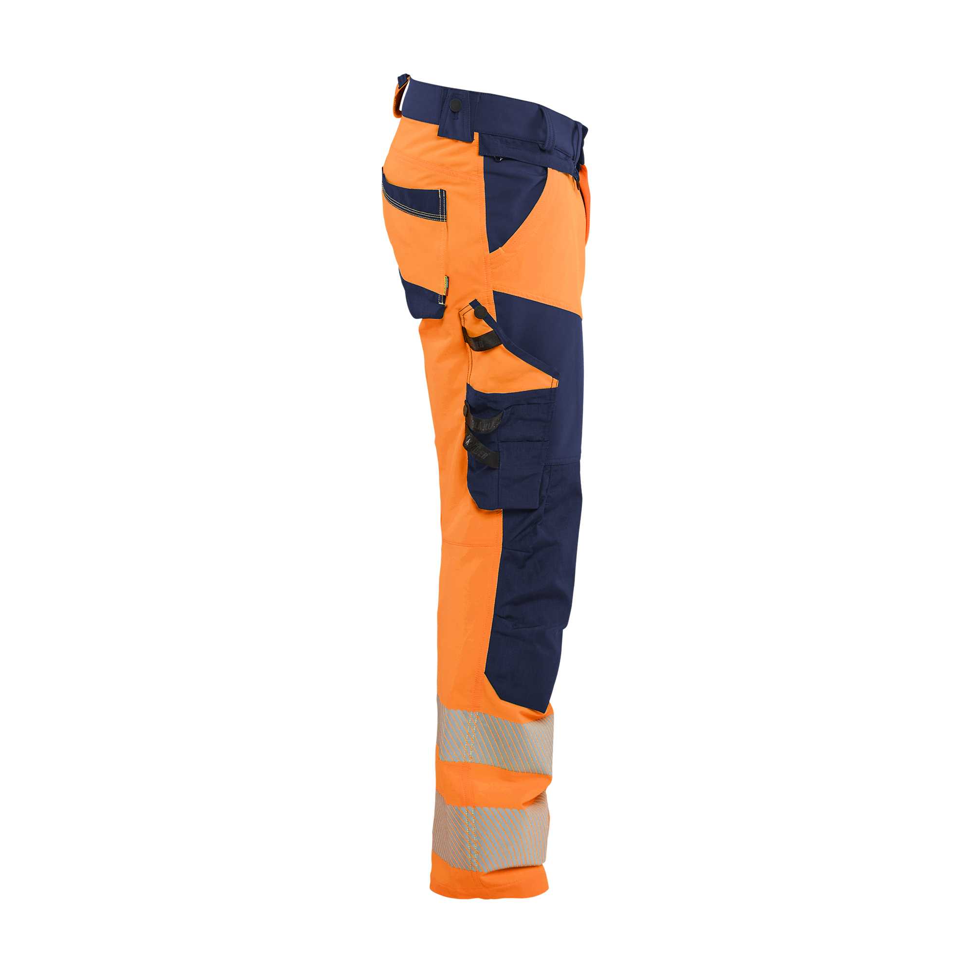 BLAKLADER 11241648 Hi Vis Trousers 4 Way Stretch Hi Vis Reflective Work Trousers Men - double weave