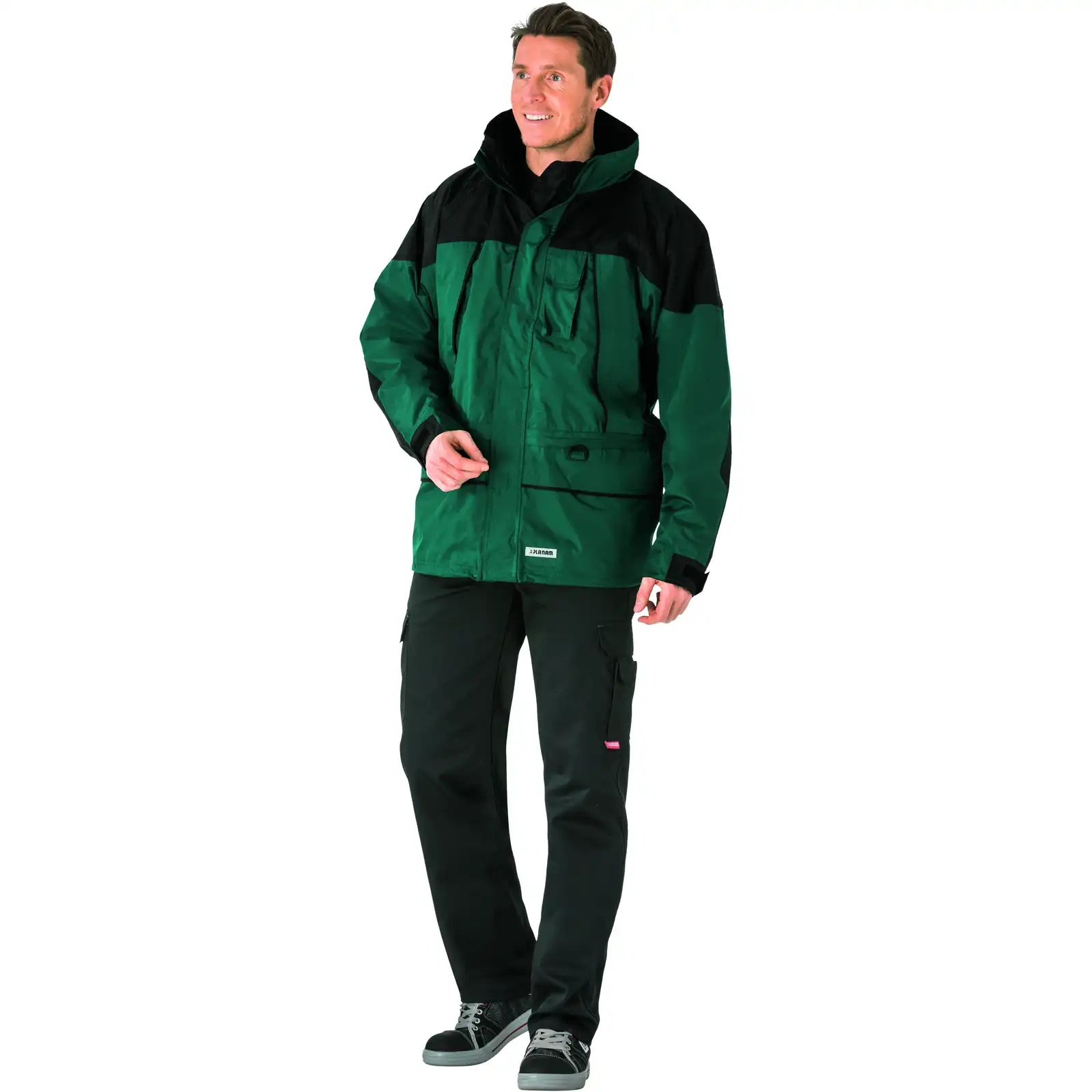 Planam Outdoor Twister Jacke grün/schwarz L grün/schwarz - Produktbild mit Model