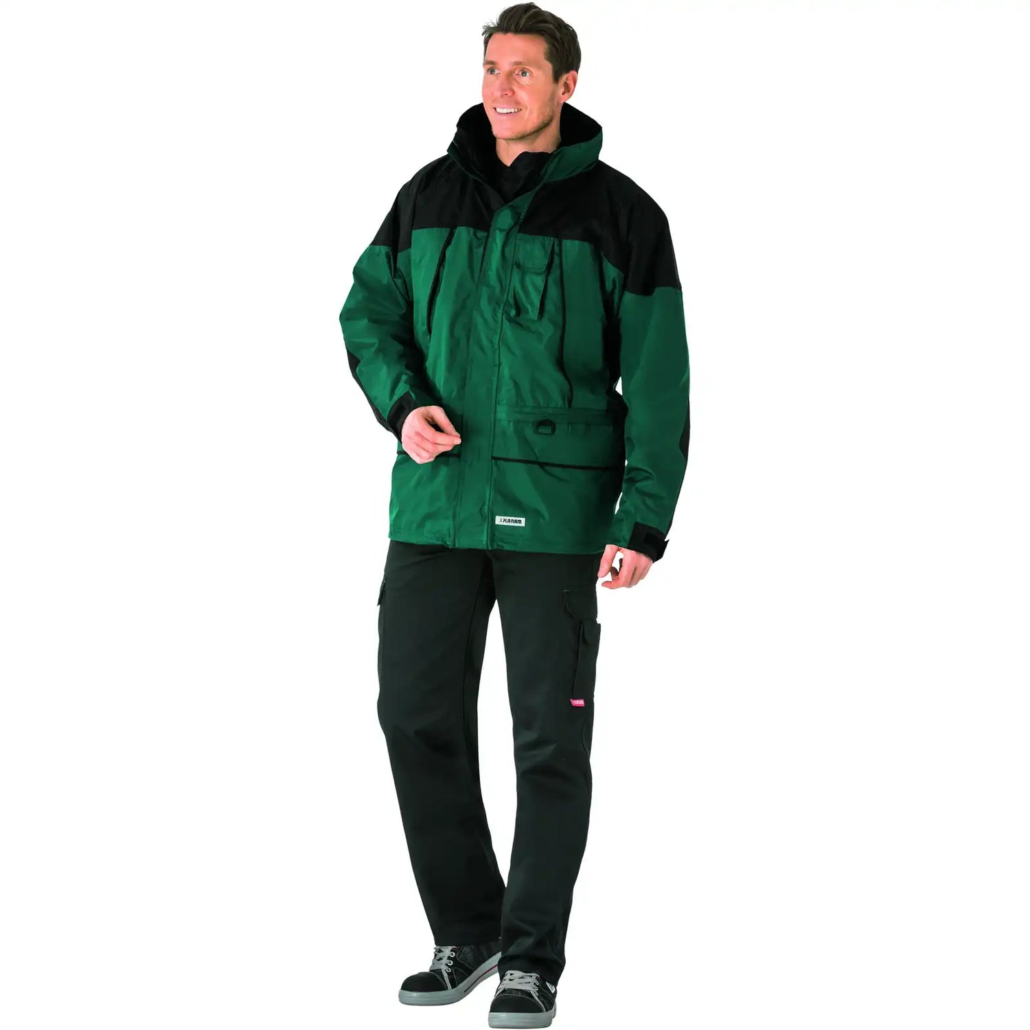 Planam Outdoor Twister Jacke grün/schwarz XS grün/schwarz - Produktbild mit Model