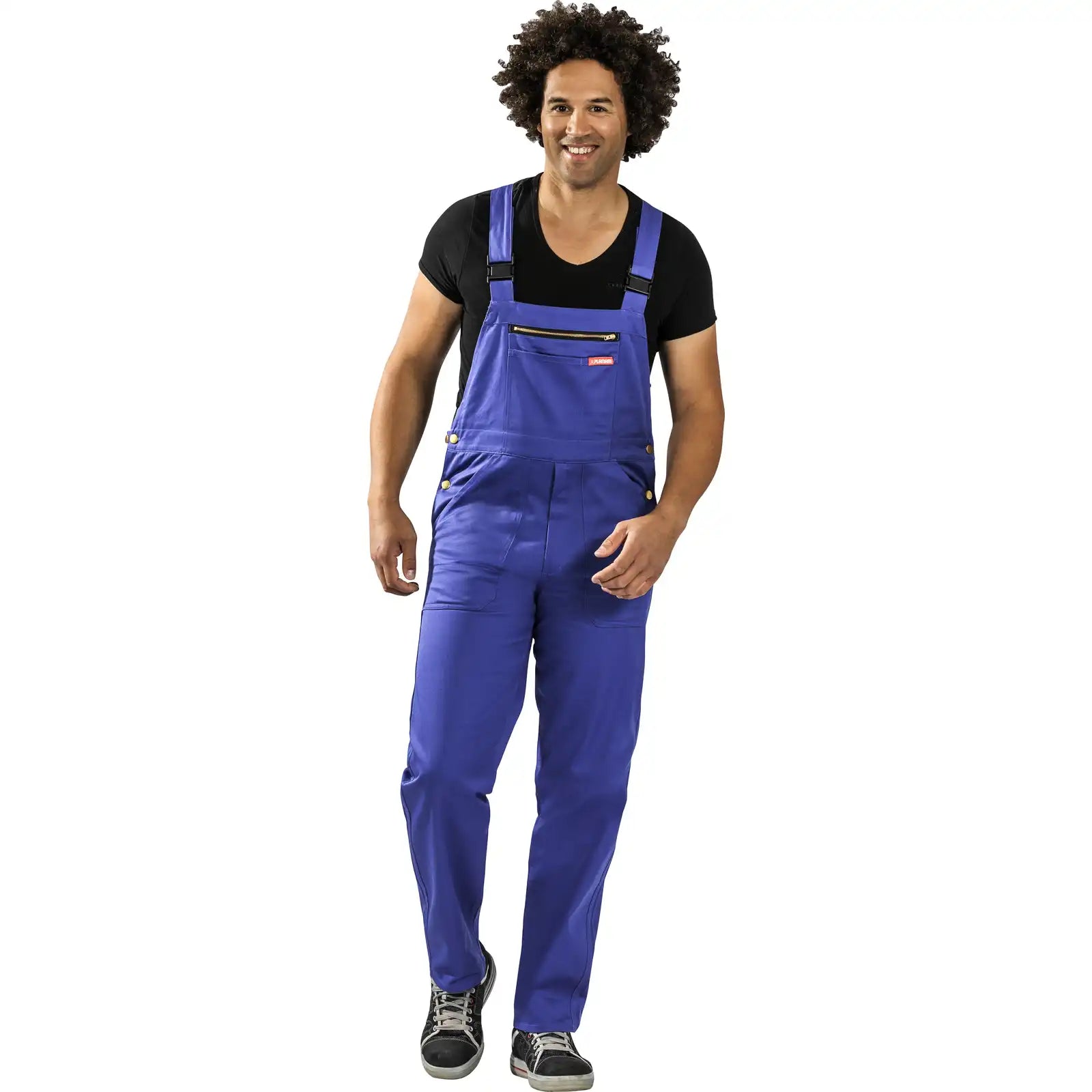Planam MG 290 Latzhose kornblumenblau 102 kornblumenblau - Produktbild mit Model