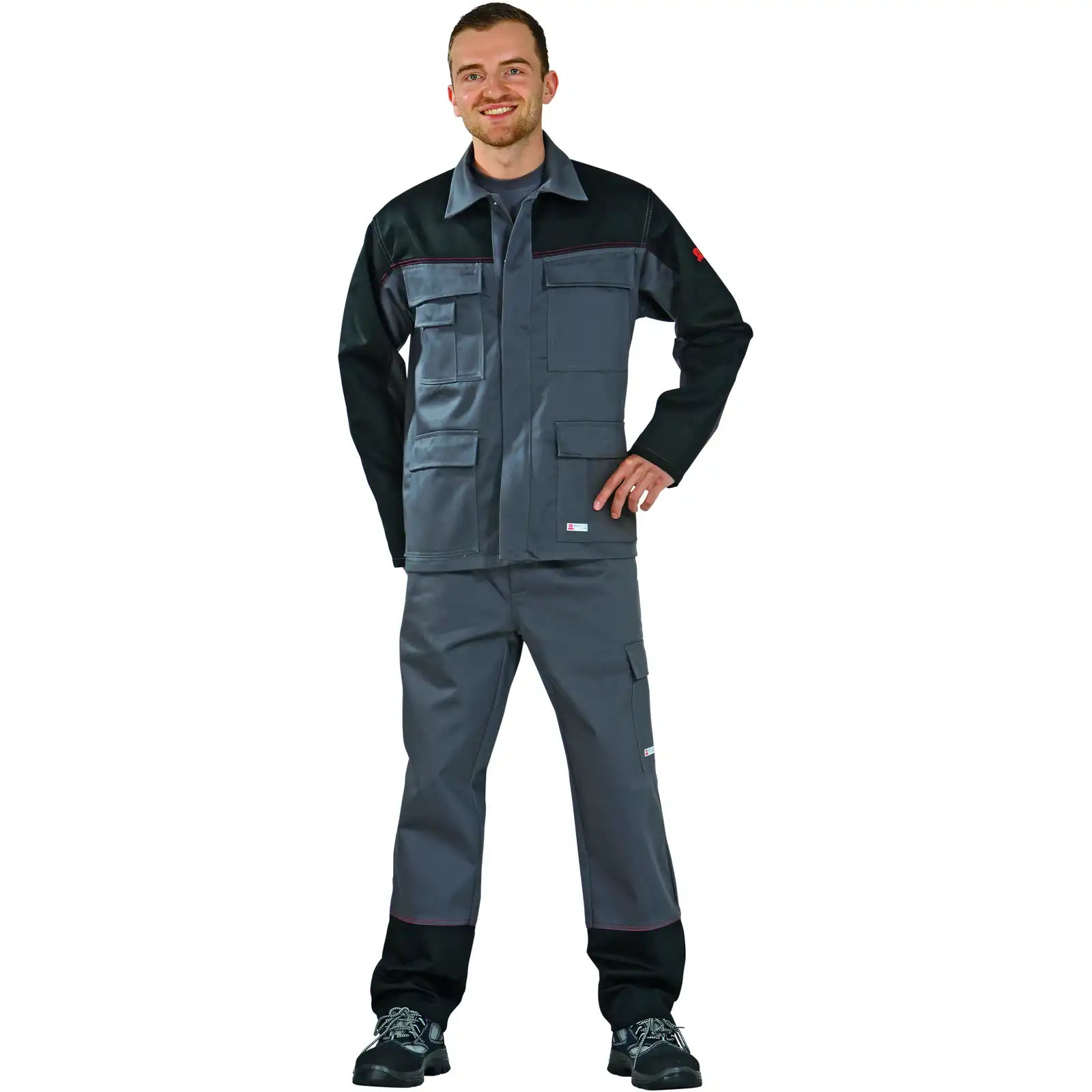 Planam Weld Shield Jacke grau/schwarz 102 grau/schwarz - Produktbild mit Model