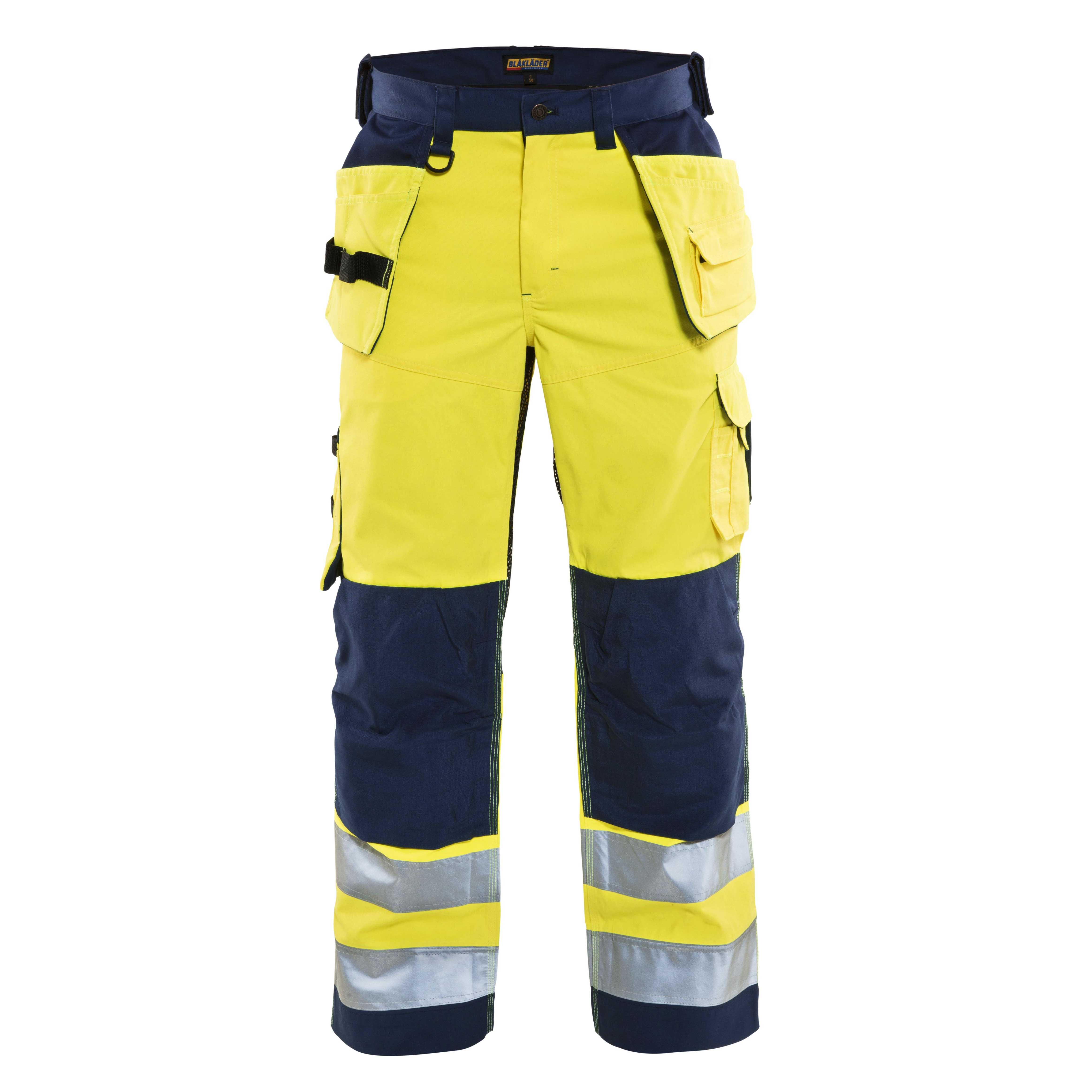 BLAKLADER 15651811 | Ventilated Hi Vis trousers Hi Vis Reflective Work Trousers Men - Mesh Panels