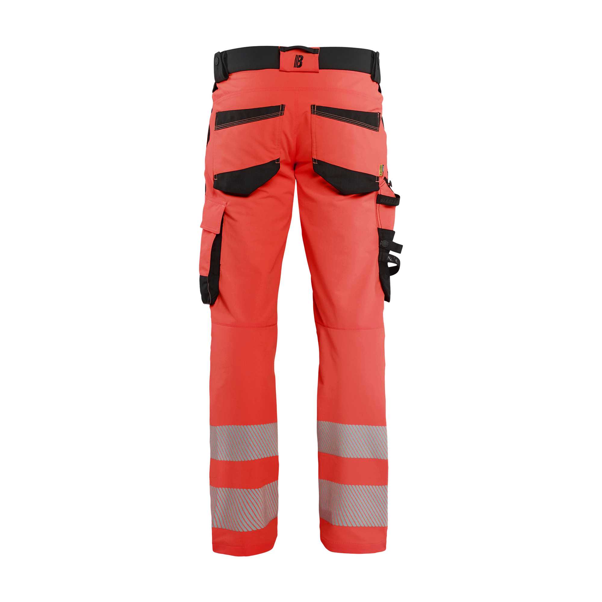 BLAKLADER 11241648 Hi Vis Trousers 4 Way Stretch Hi Vis Reflective Work Trousers Men - double weave