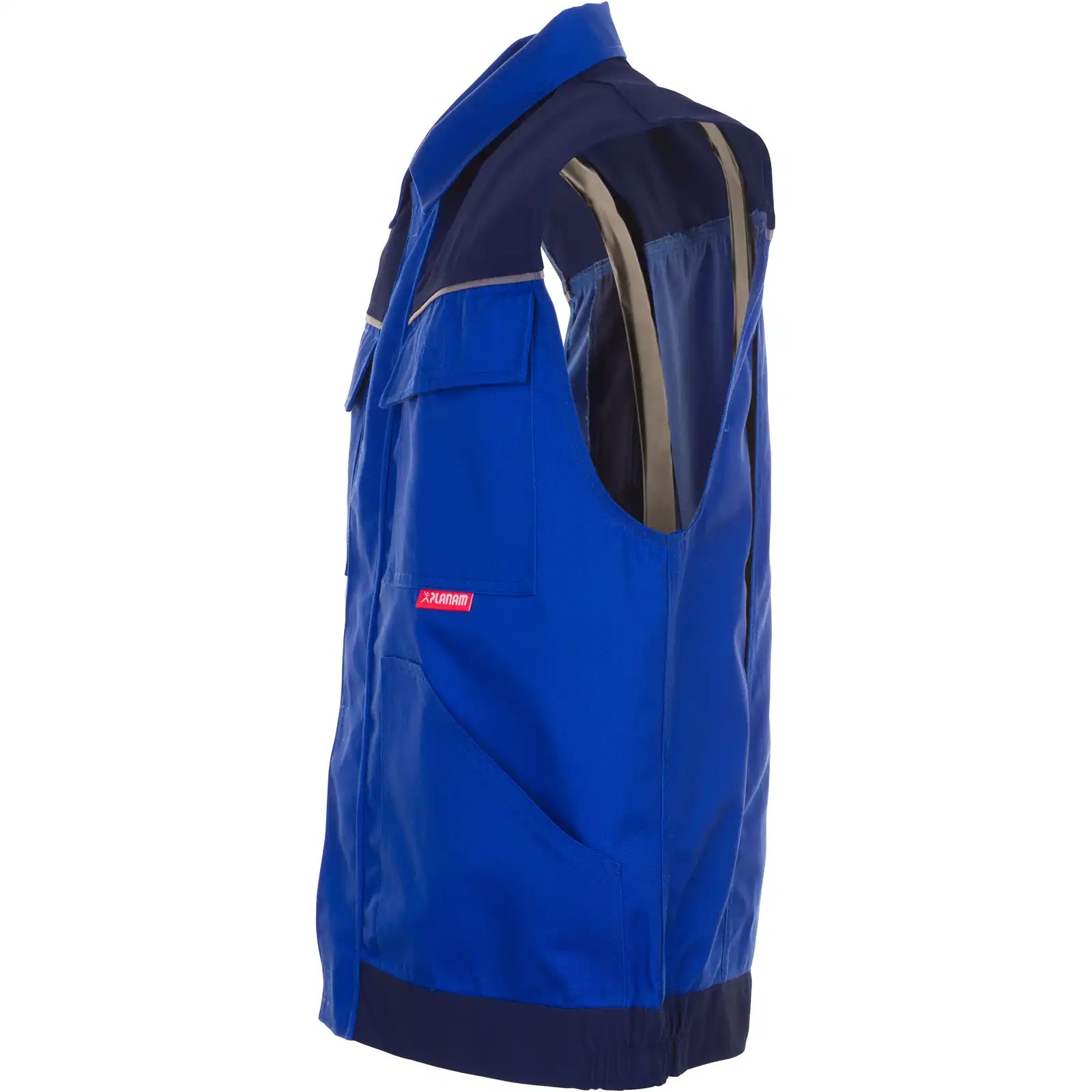 Planam Highline Arbeitsweste kornblumenblau/marine/zink XS kornblumenblau/marine/zink - Produktbild ohne Model