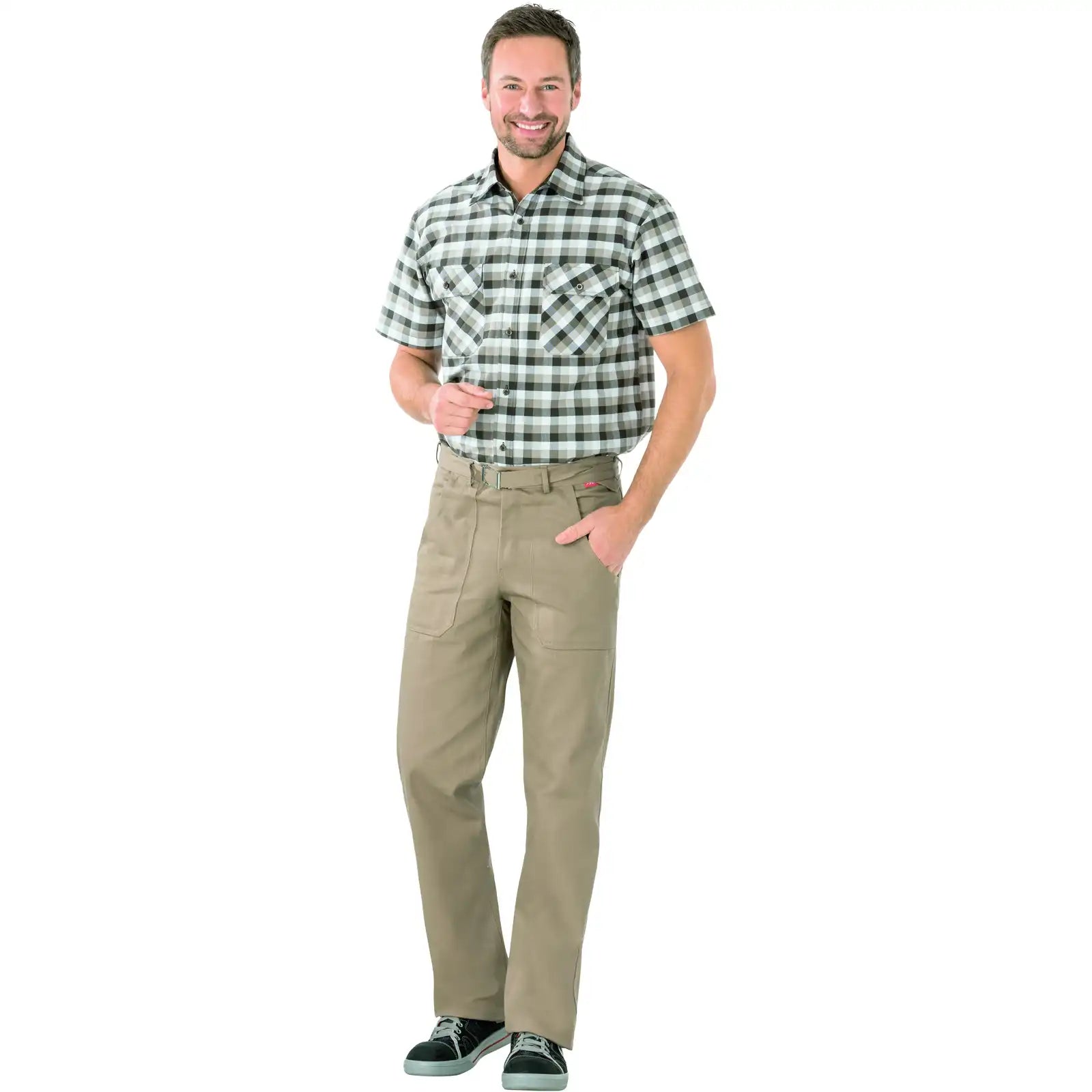 Planam BW 290 Bundhose khaki 102 khaki - Produktbild mit Model