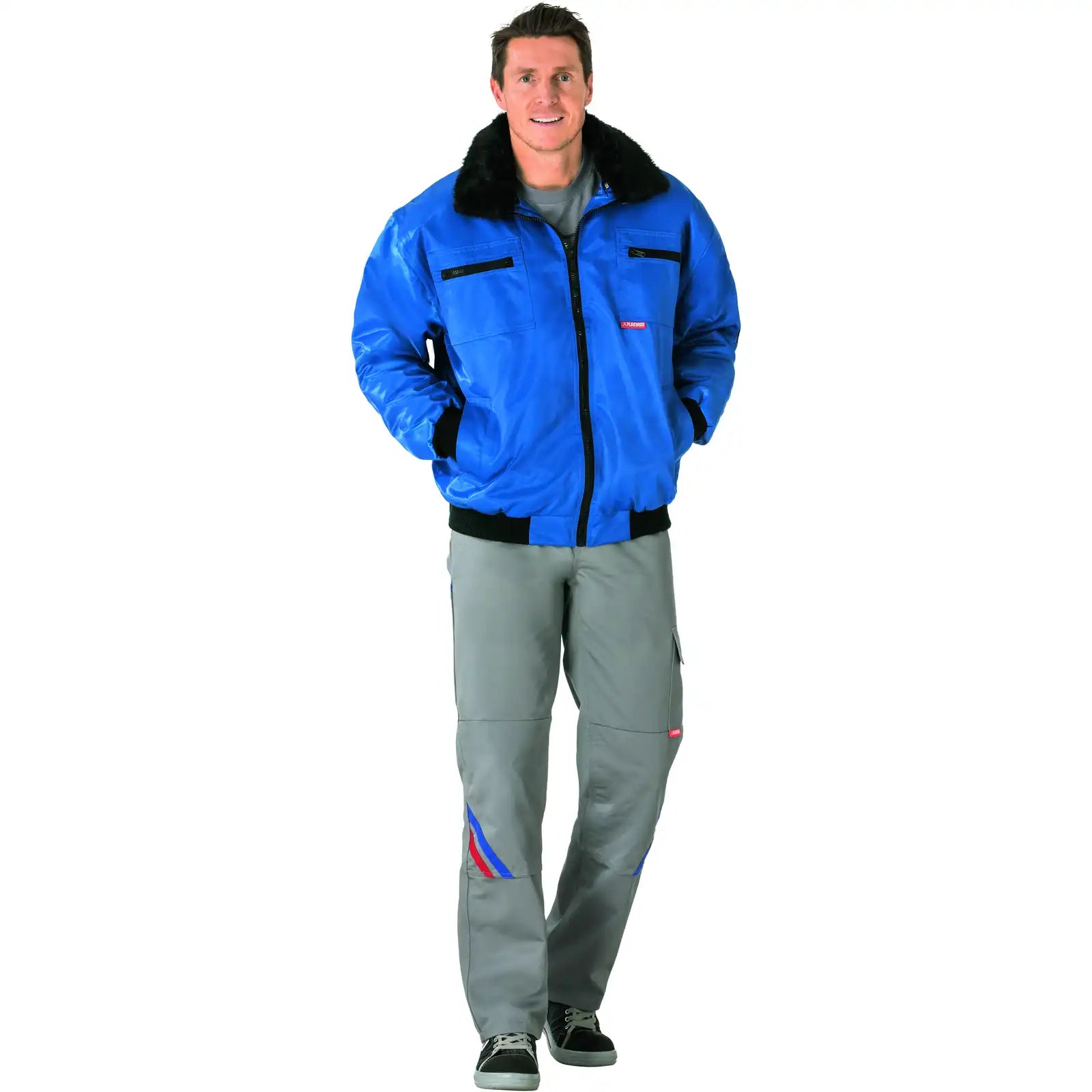 Planam Outdoor Gletscher Comfortjacke kornblumenblau L kornblumenblau - Produktbild mit Model