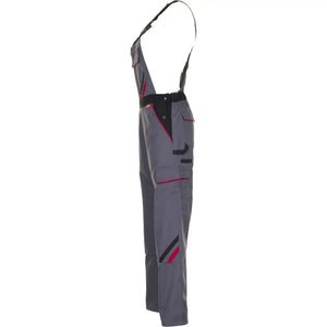 Planam Highline Damen Latzhose schiefer/schwarz/rot 34 schiefer/schwarz/rot - Produktbild ohne Model
