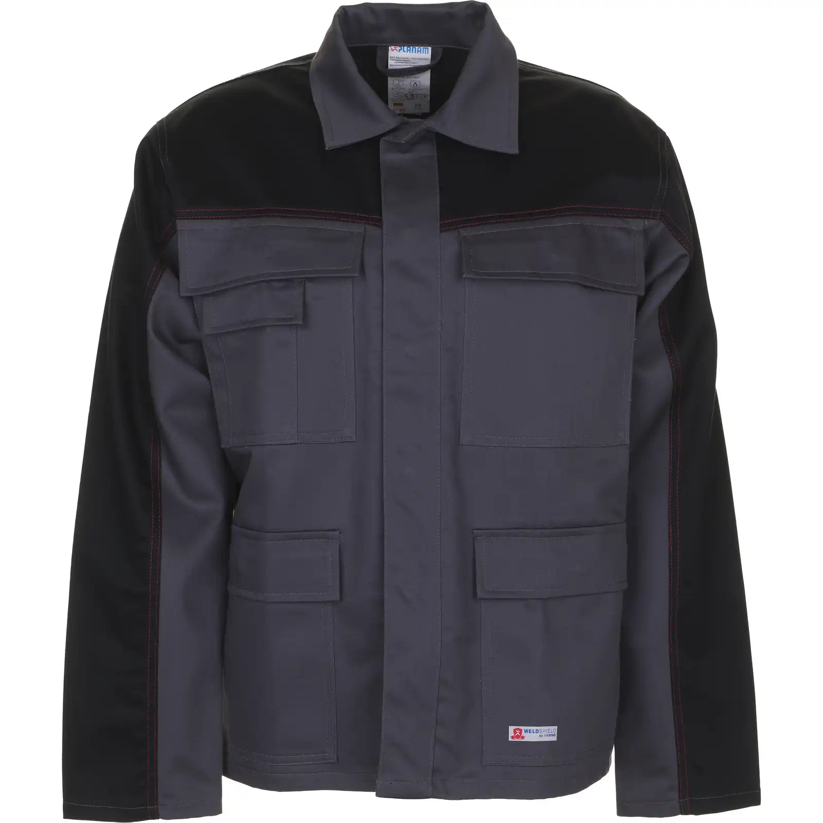Planam Weld Shield Jacke grau/schwarz 102 grau/schwarz - Vorschaubild