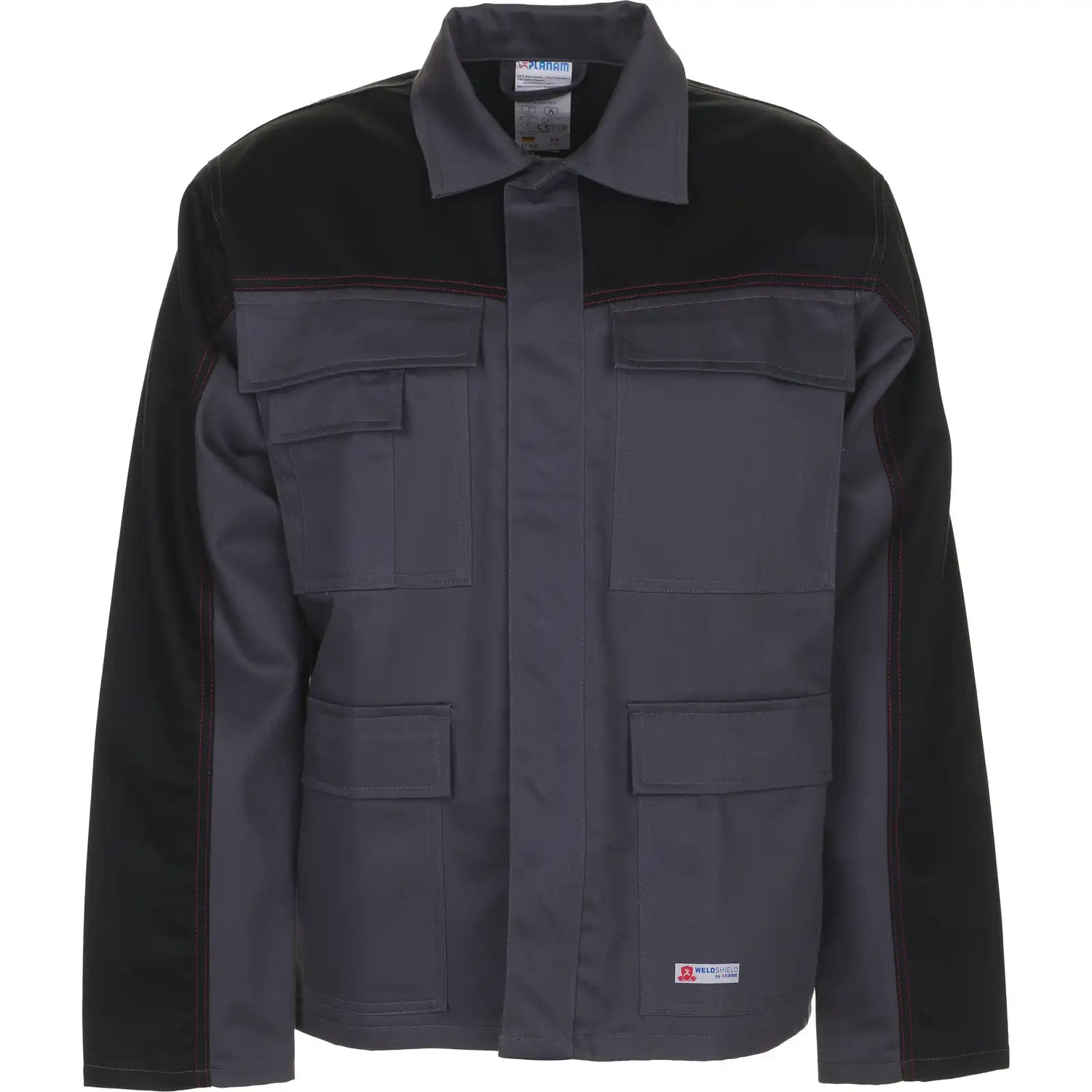 Planam Weld Shield Jacke grau/schwarz 102 grau/schwarz - Vorschaubild