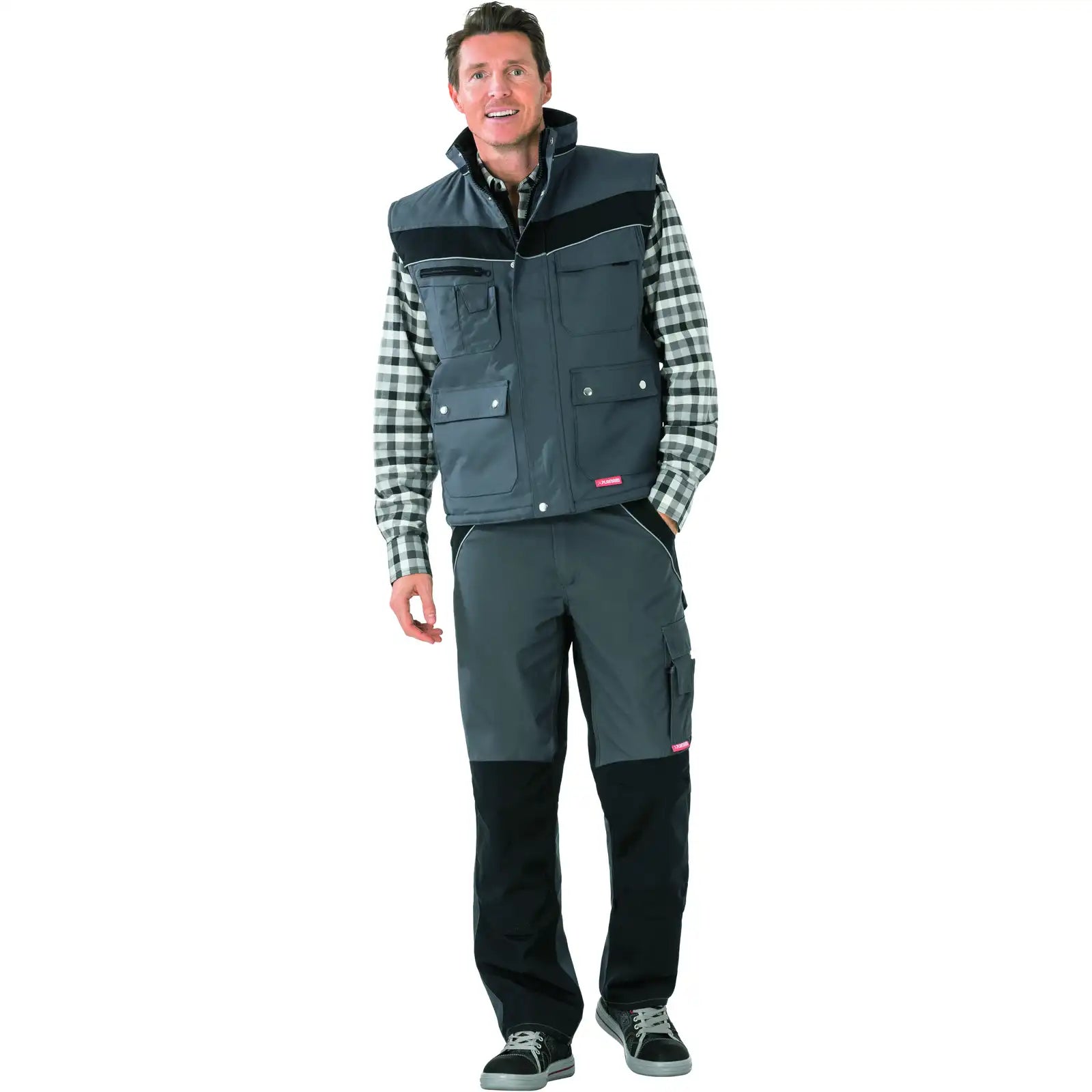 Planam Plaline Winterweste schiefer/schwarz XS schiefer/schwarz - Produktbild mit Model