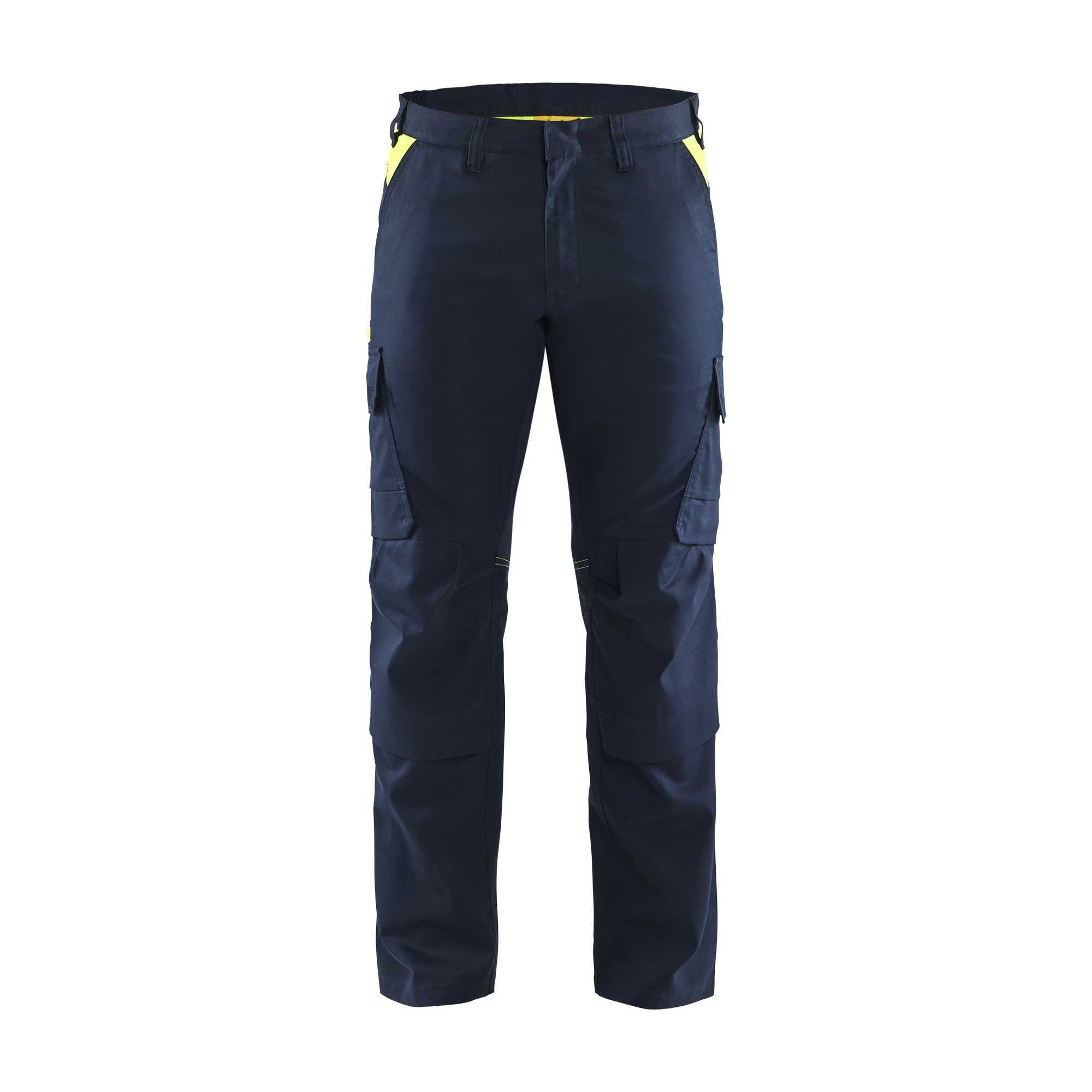 BLAKLADER 14481832 | Industry trousers stretch with knee pad pockets Hi Vis Reflective Work Trousers Men - twill fabric