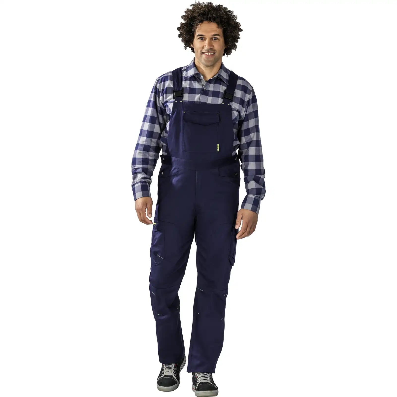 Planam PLANAM Stretchline Latzhose marine 102 marine - Produktbild mit Model