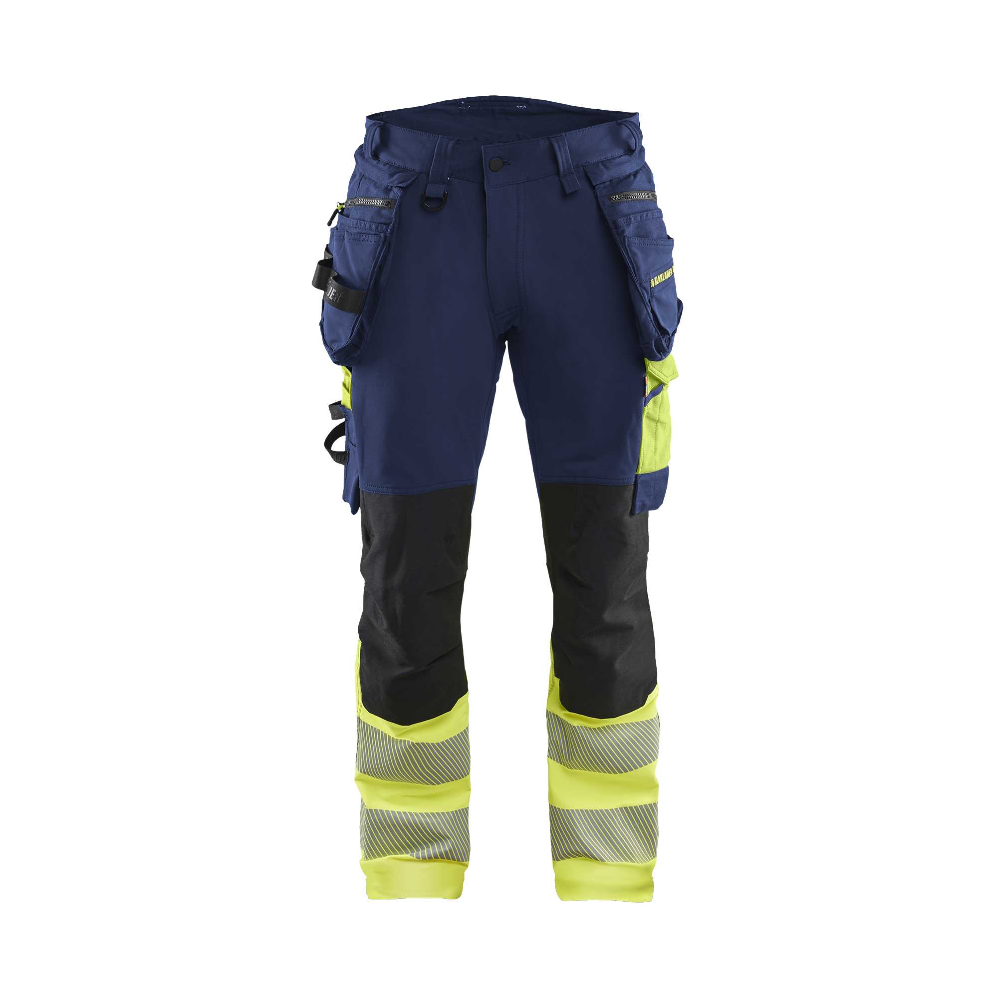 BLAKLADER 11251648 Hi Vis Trousers 4 Way Stretch Hi Vis Reflective Work Trousers Men - Double Weave