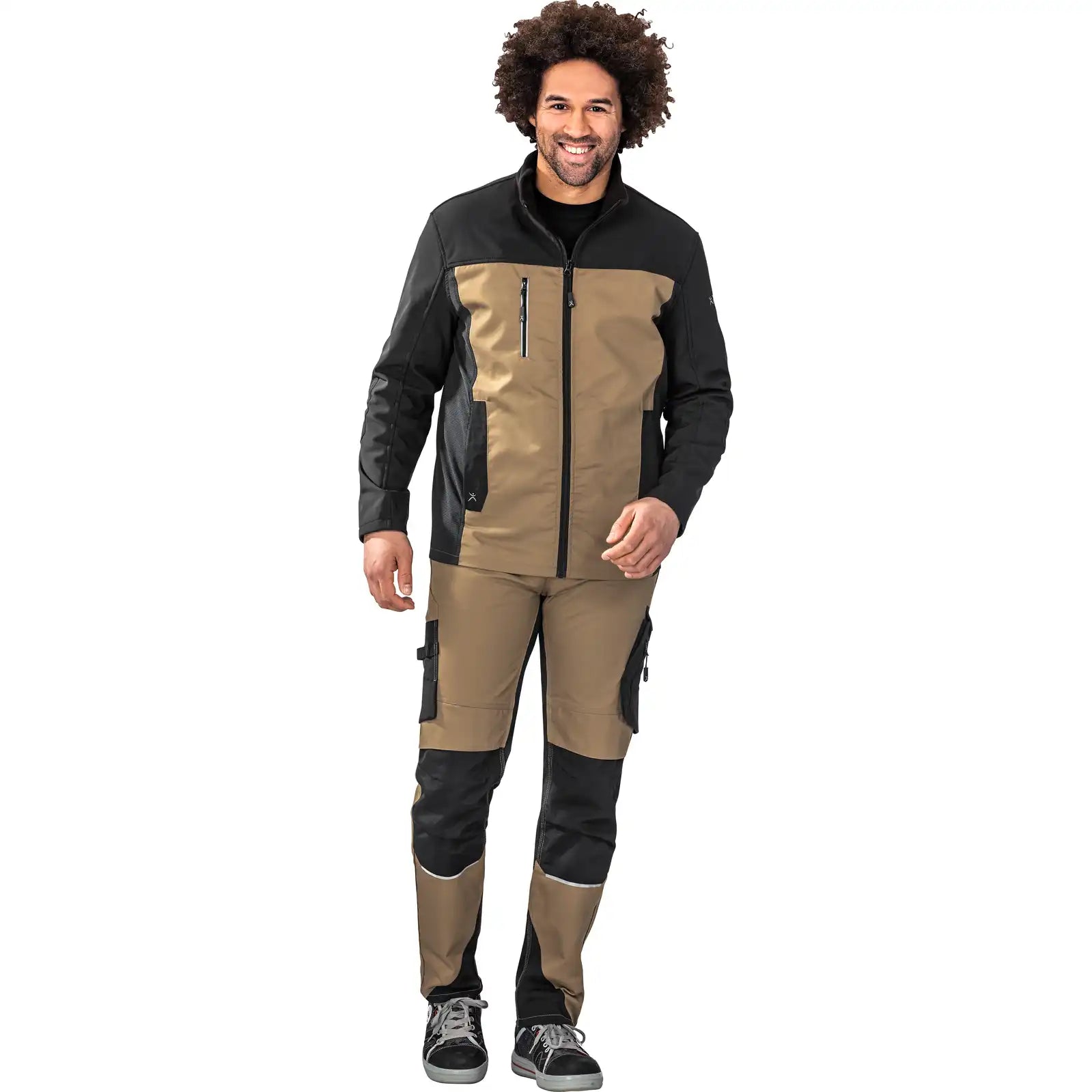 Planam Norit Herren Hybridjacke sand/schwarz 102 sand/schwarz - Produktbild mit Model