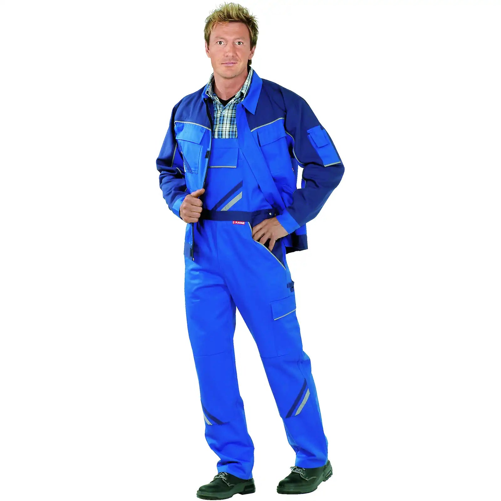 Planam Highline Bundjacke kornblumenblau/marine/zink 102 kornblumenblau/marine/zink - Produktbild mit Model