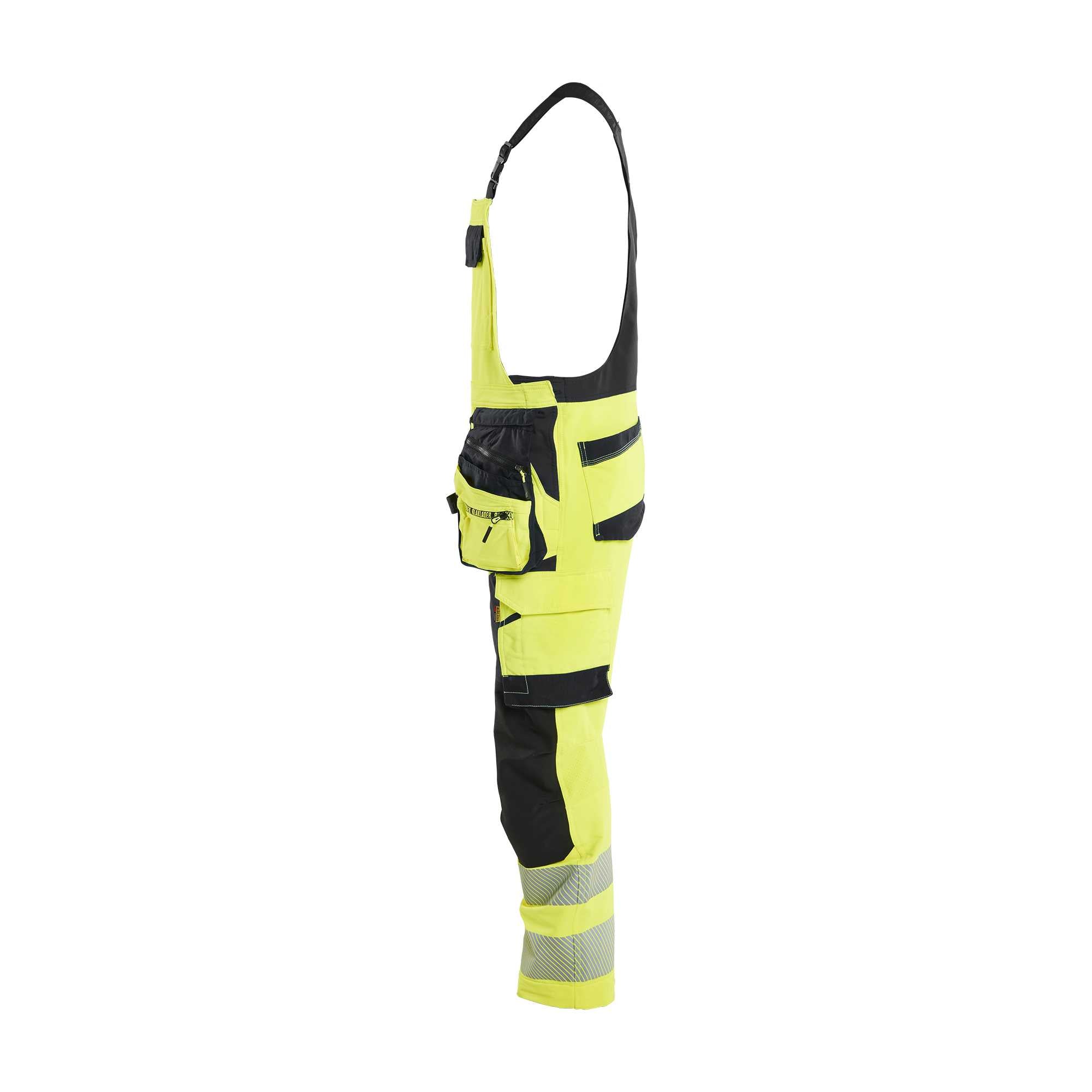 BLAKLADER 26261648 Hi Vis bib overalls 4 way stretch Hi Vis Reflective Work Bib Trousers Men - double weave