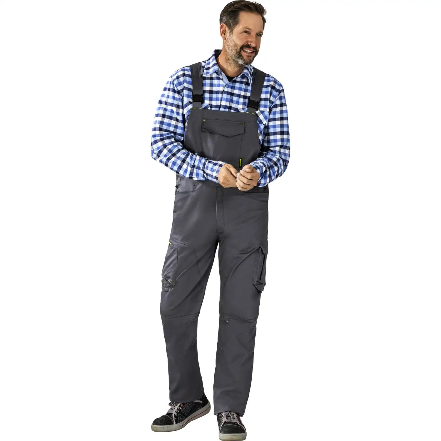 Planam PLANAM Stretchline Latzhose anthrazit 102 anthrazit - Produktbild mit Model