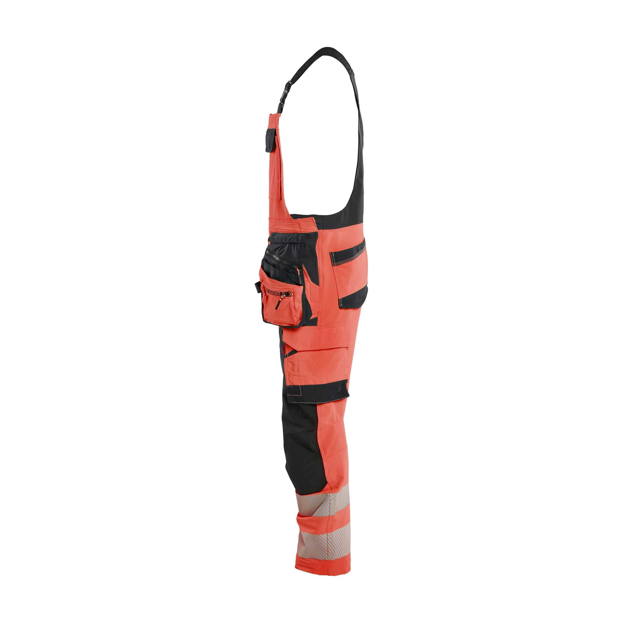BLAKLADER 26261648 Hi Vis bib overalls 4 way stretch Hi Vis Reflective Work Bib Trousers Men - double weave