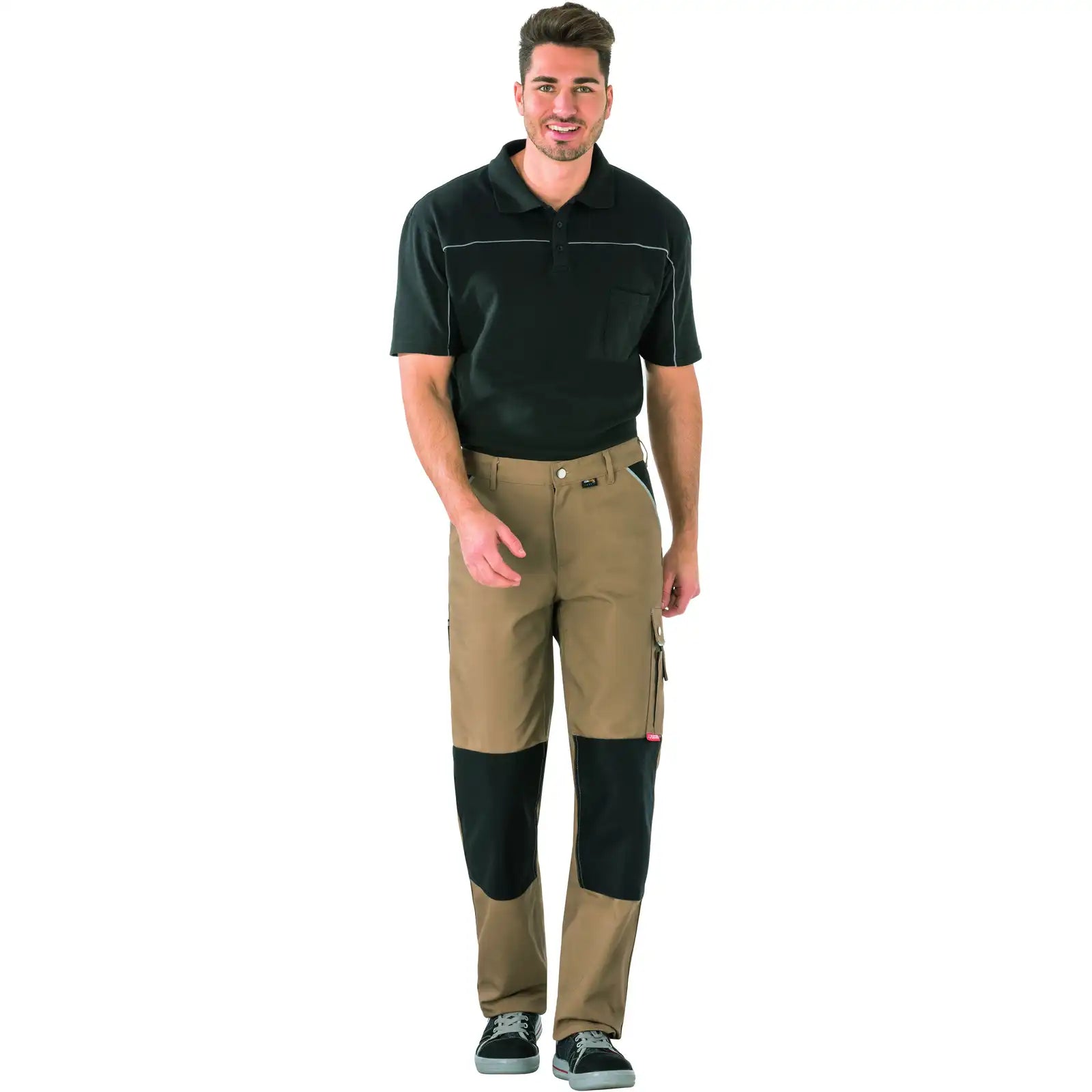 Planam Canvas 320 Bundhose khaki/schwarz 102 khaki/schwarz - Produktbild mit Model