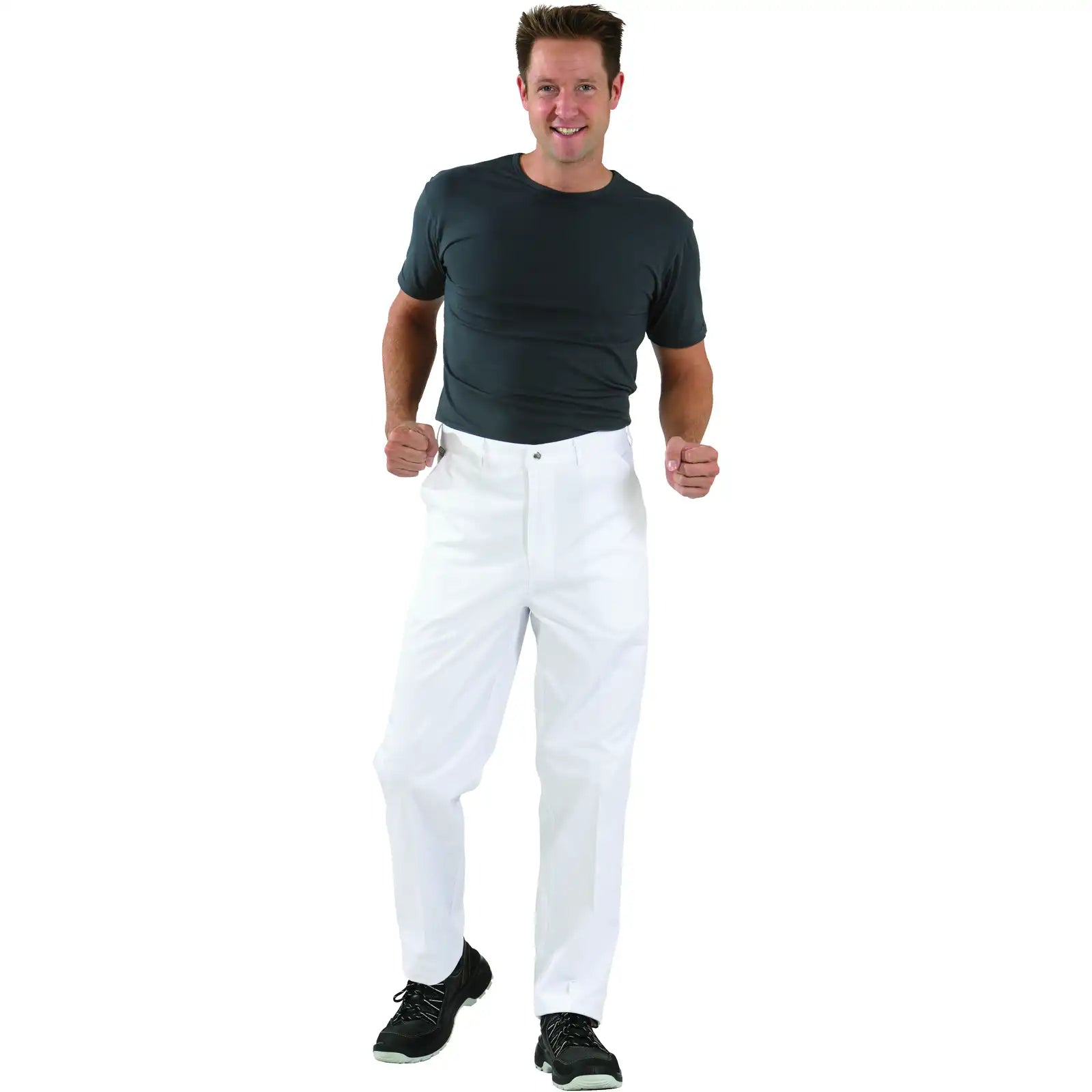 Planam MG 260 Bundhose weiß 102 reinweiß - Produktbild mit Model