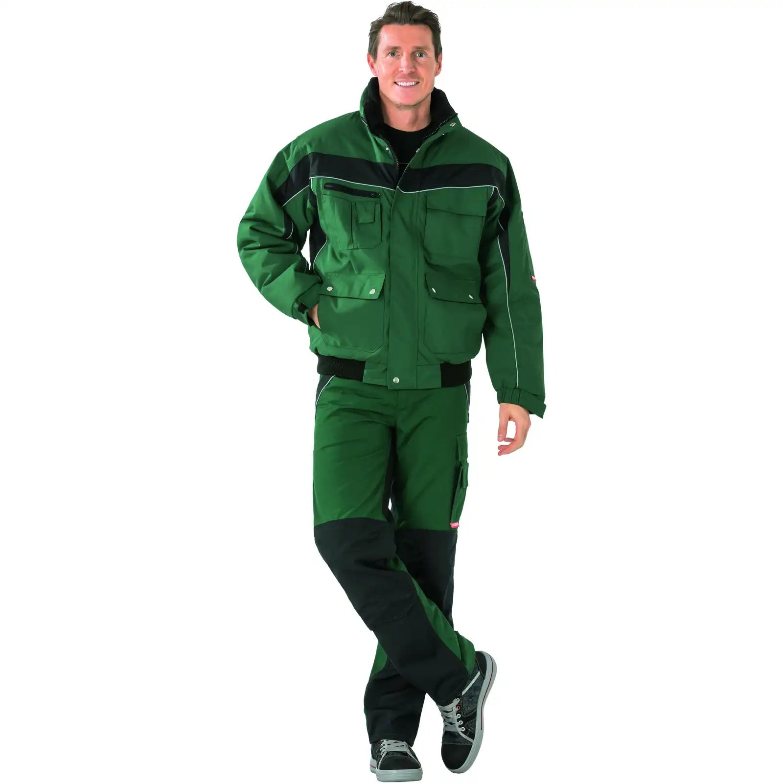 Planam Plaline Winterblouson grün/schwarz XS grün/schwarz - Produktbild mit Model