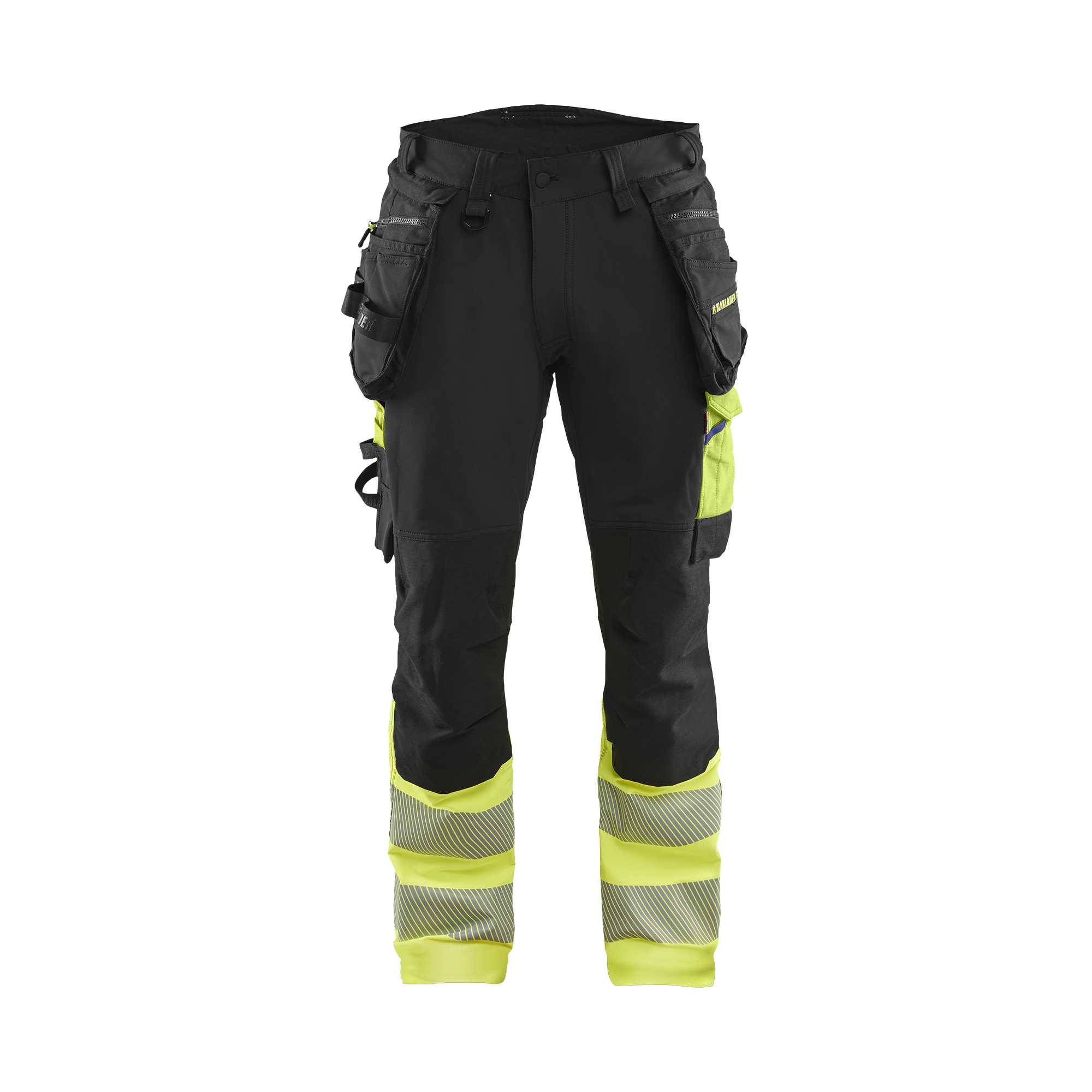 BLAKLADER 11251648 Hi Vis Trousers 4 Way Stretch Hi Vis Reflective Work Trousers Men - Double Weave