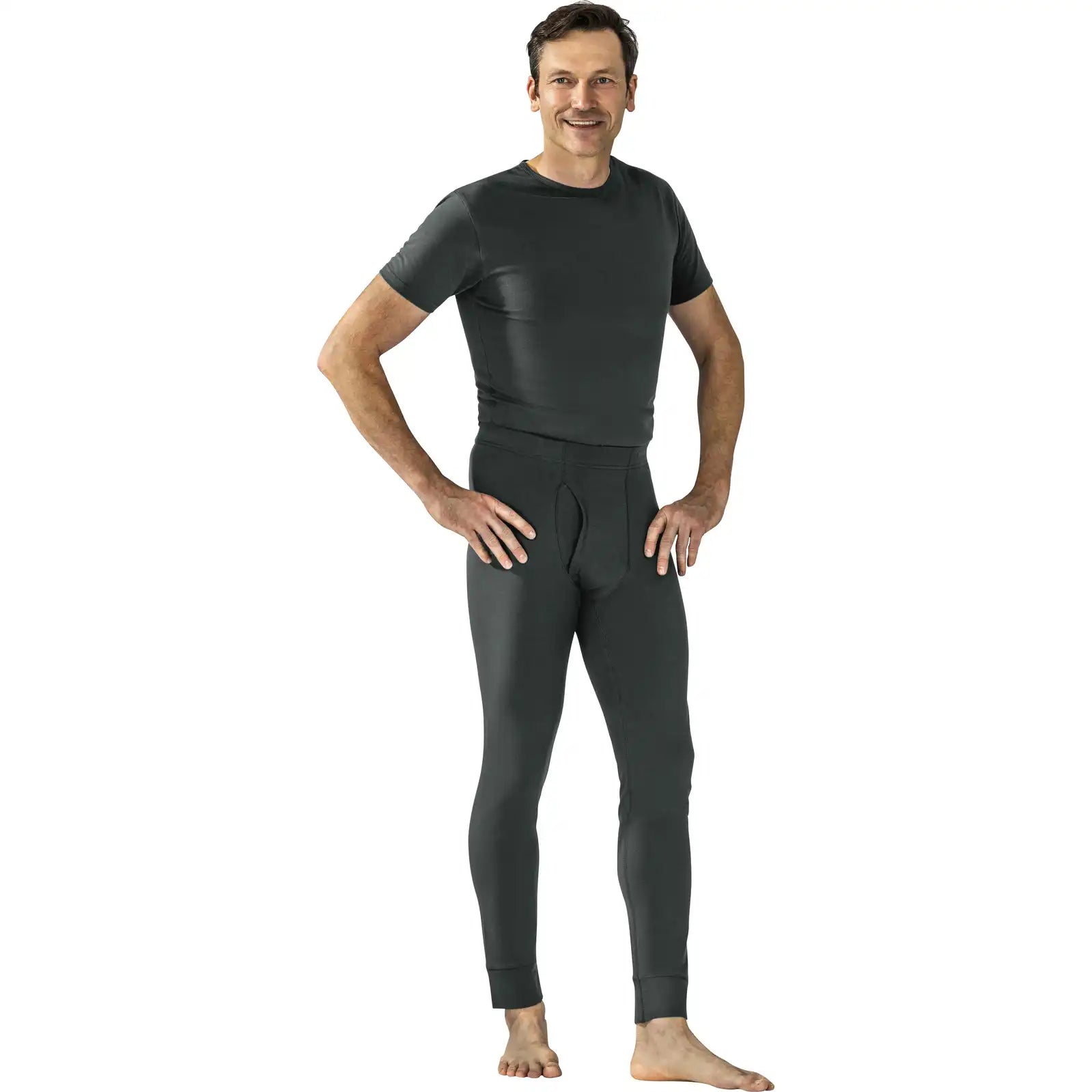 Planam Funktionsunterwäsche Hose lang 190 g/m² grau 4XL grau - Produktbild mit Model