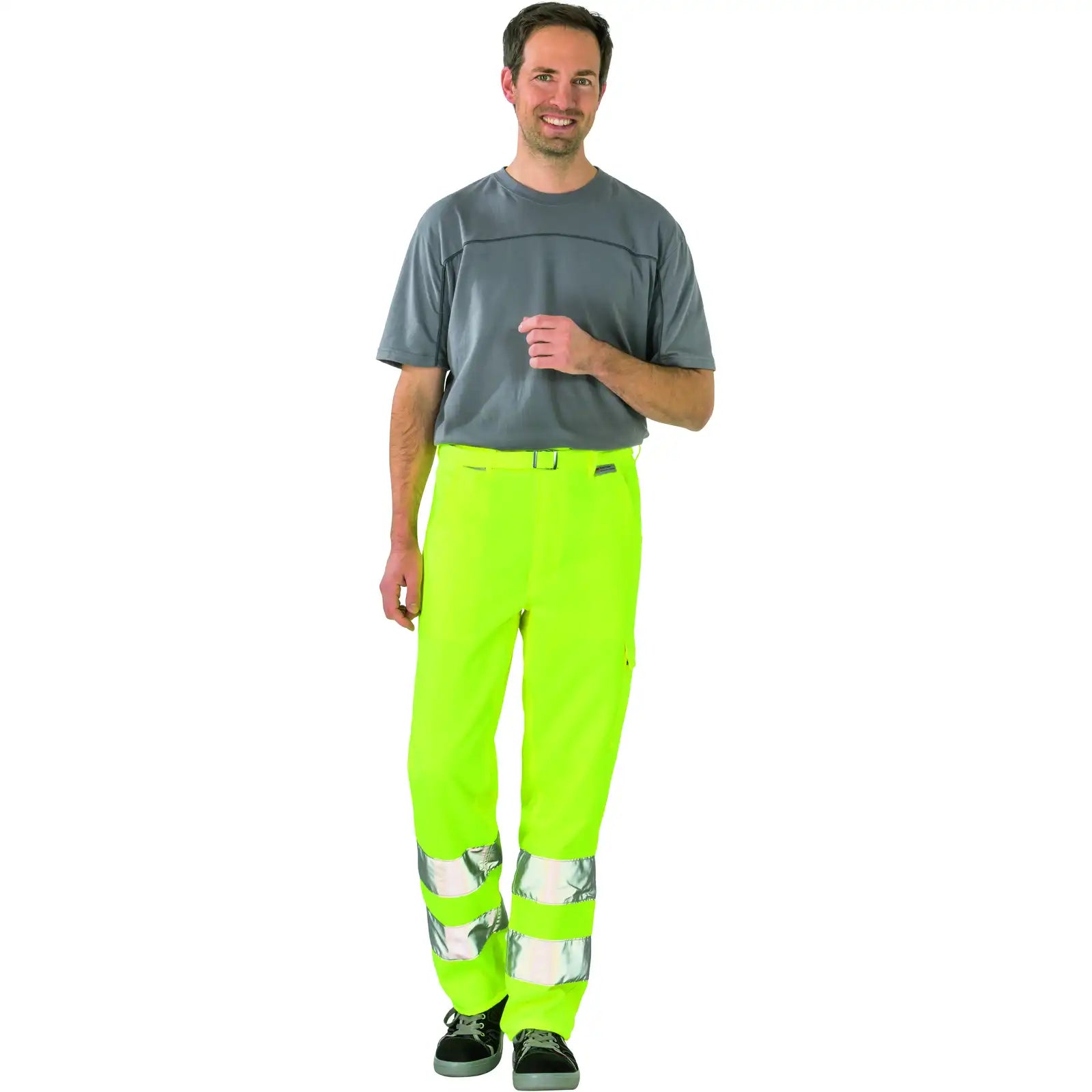 Planam Warnschutz Bundhose uni gelb 102 uni gelb - Produktbild mit Model