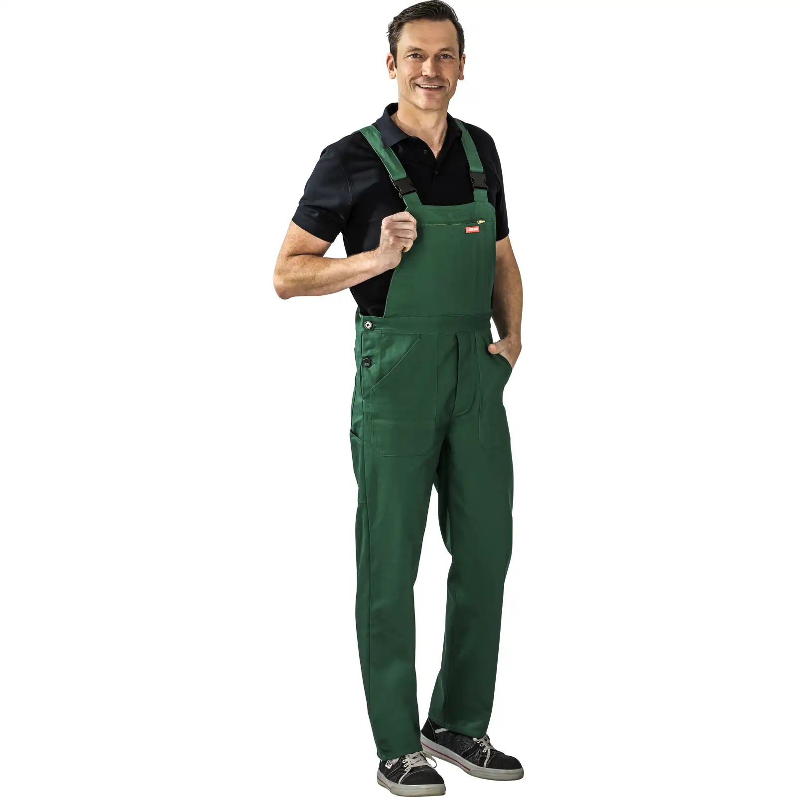 Planam BW 270 Latzhose grün 102 grün - Produktbild mit Model