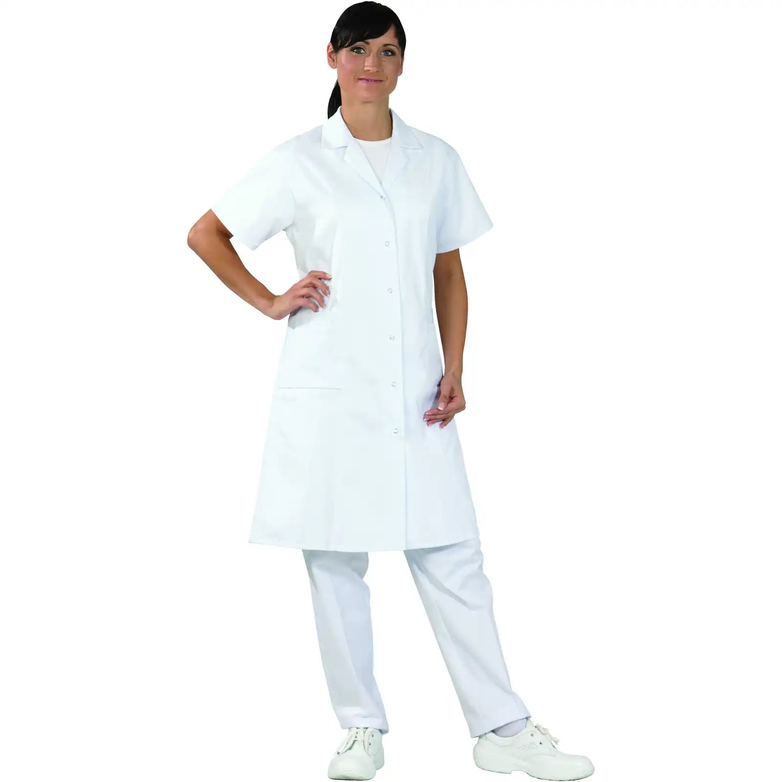 Planam Damen Mantel MG 1/4 Arm reinweiß 36 reinweiß - Produktbild mit Model