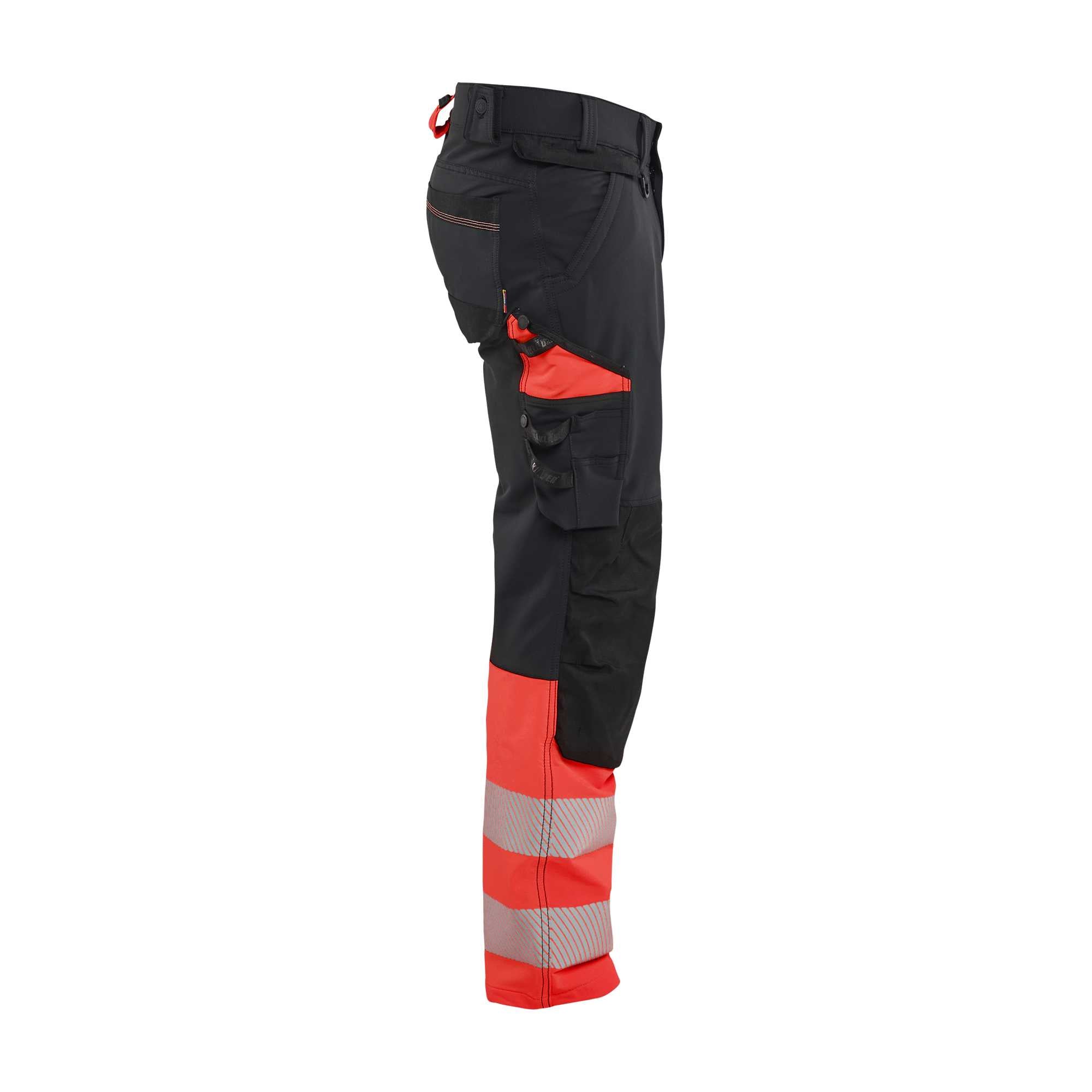 BLAKLADER 11261648 Hi Vis Trousers 4 Way Stretch Hi Vis Reflective Work Trousers Men - double weave