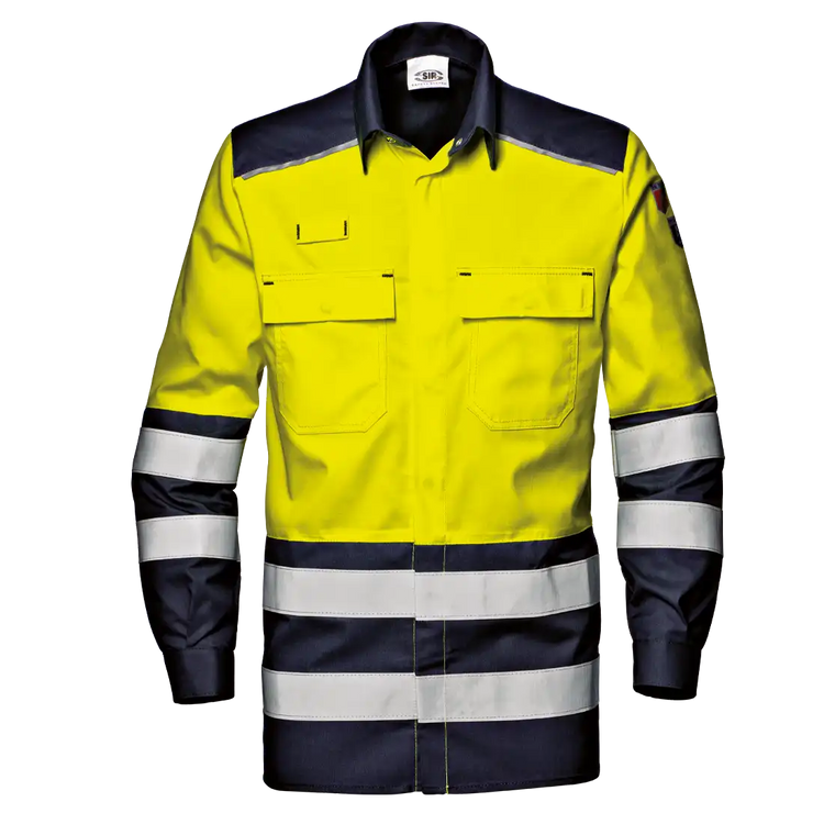SIR SAFETY SUPERTECH Hi Vis Reflective Long Sleeve Work Shirt MEN - Modacrylic Blend
