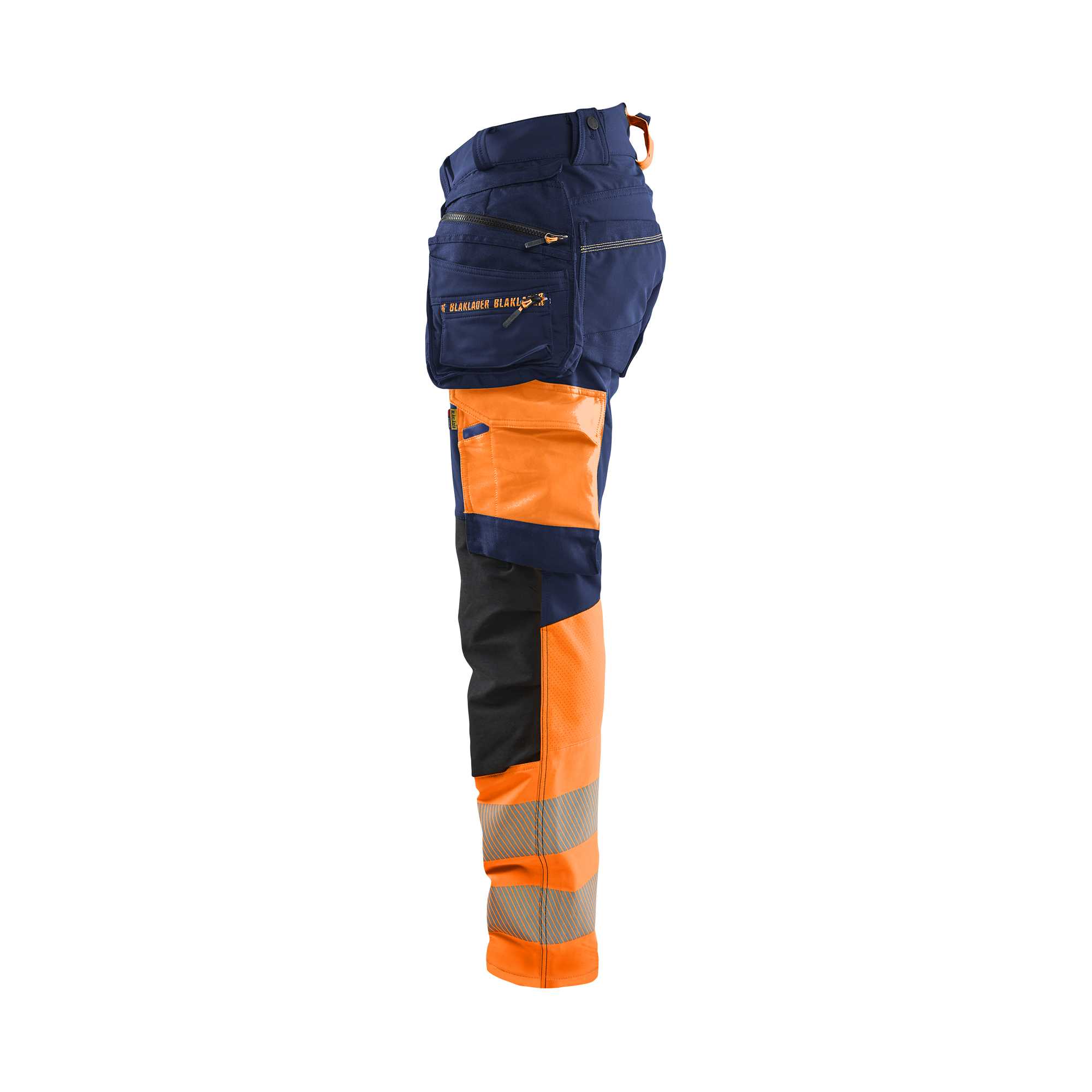 BLAKLADER 11251648 Hi Vis Trousers 4 Way Stretch Hi Vis Reflective Work Trousers Men - Double Weave